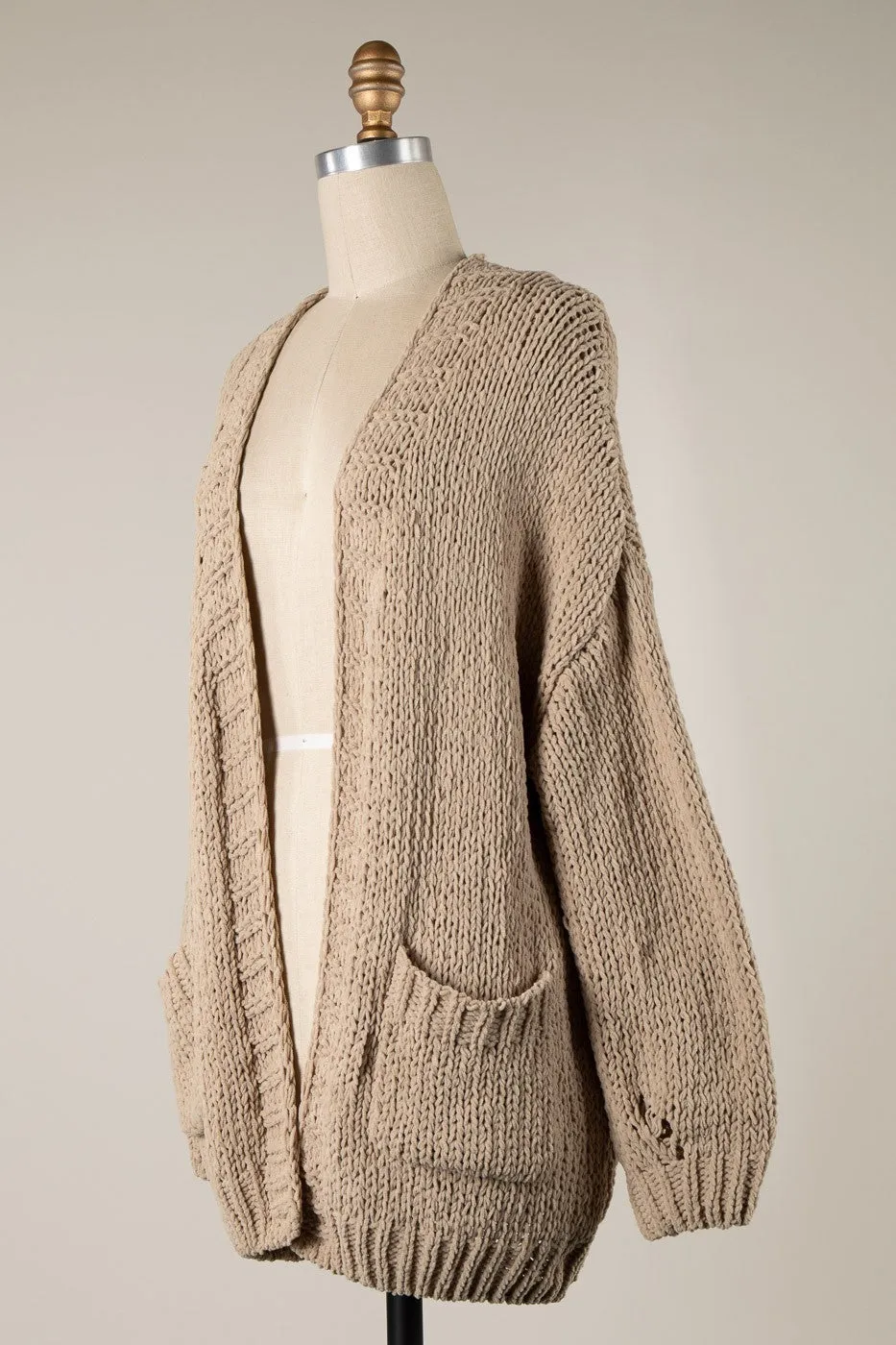 CHENILLE CABLE KNIT CHUNKY CARDIGAN 1 PACK