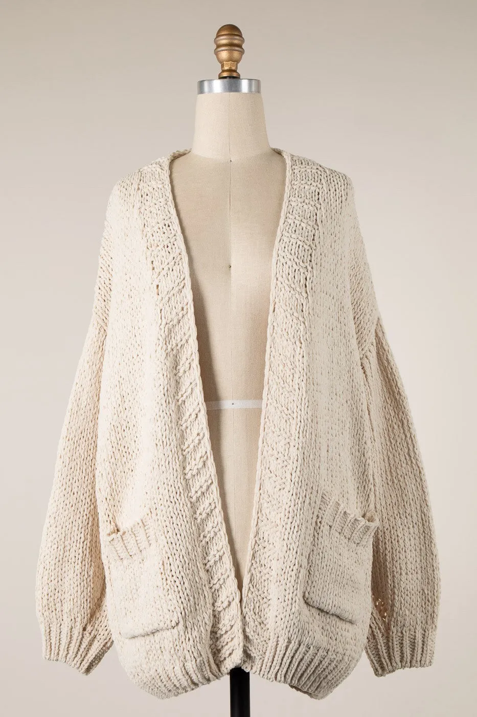 CHENILLE CABLE KNIT CHUNKY CARDIGAN 1 PACK