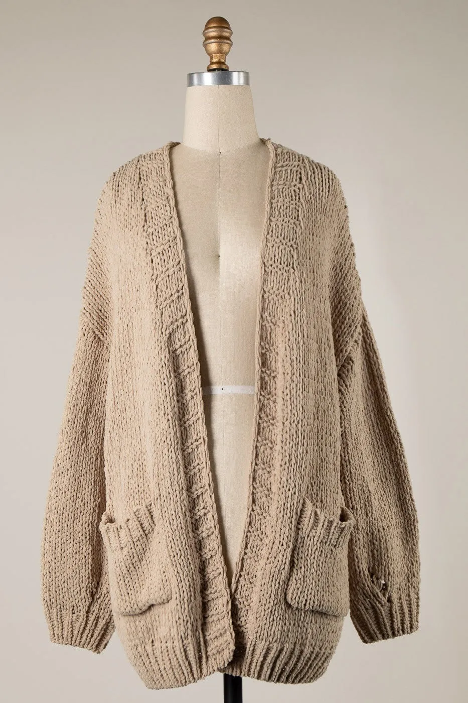 CHENILLE CABLE KNIT CHUNKY CARDIGAN 1 PACK