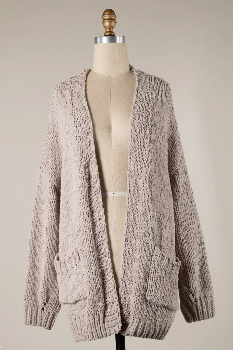 CHENILLE CABLE KNIT CHUNKY CARDIGAN 1 PACK