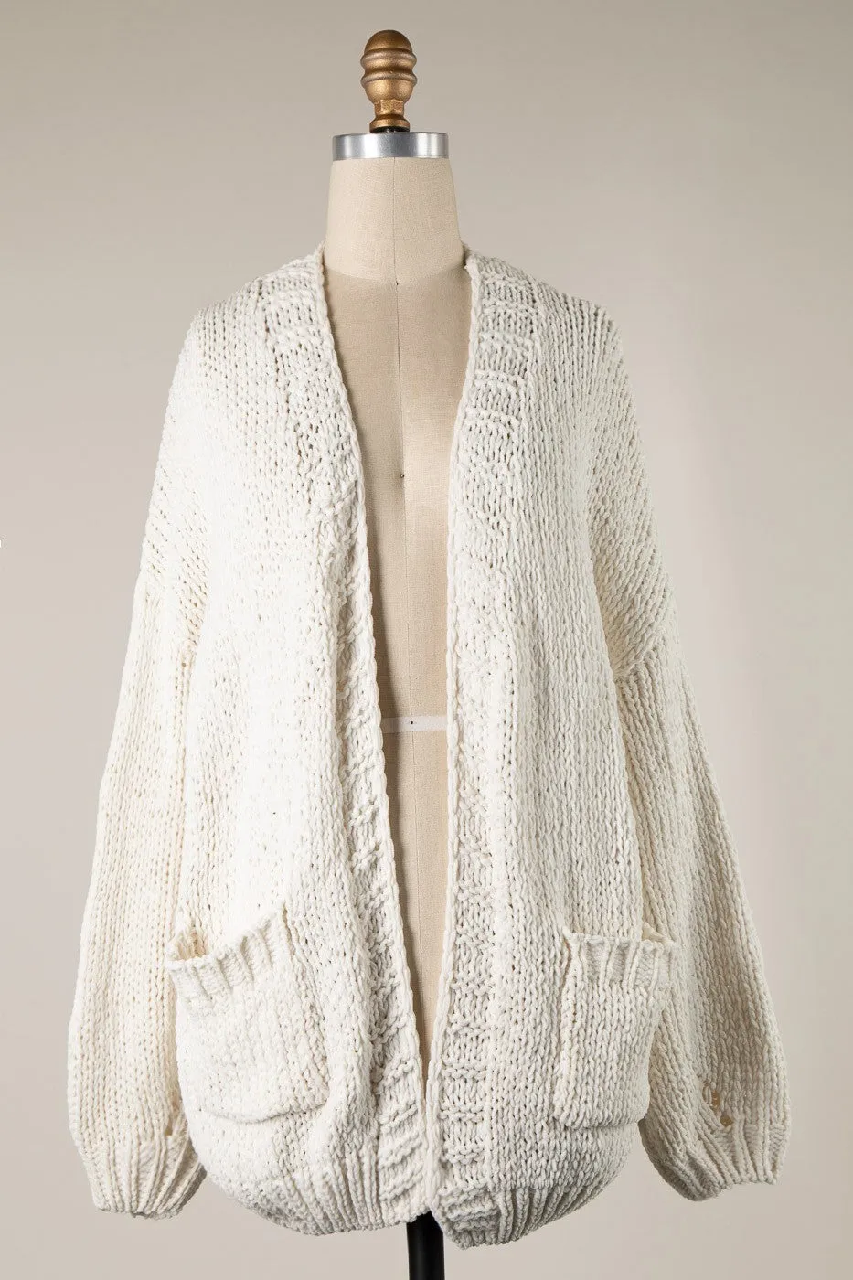 CHENILLE CABLE KNIT CHUNKY CARDIGAN 1 PACK