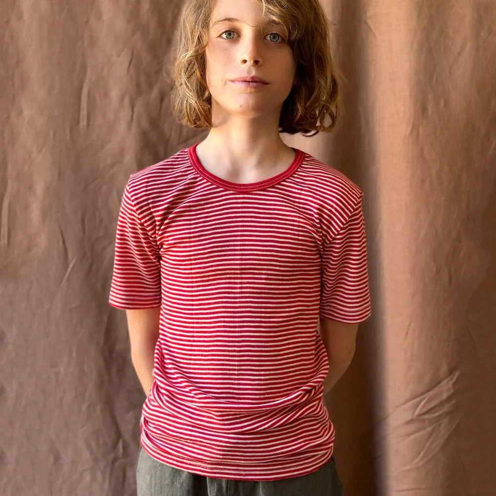 Child's T-Shirt - Organic Merino/Silk - Stripes (1-12y)