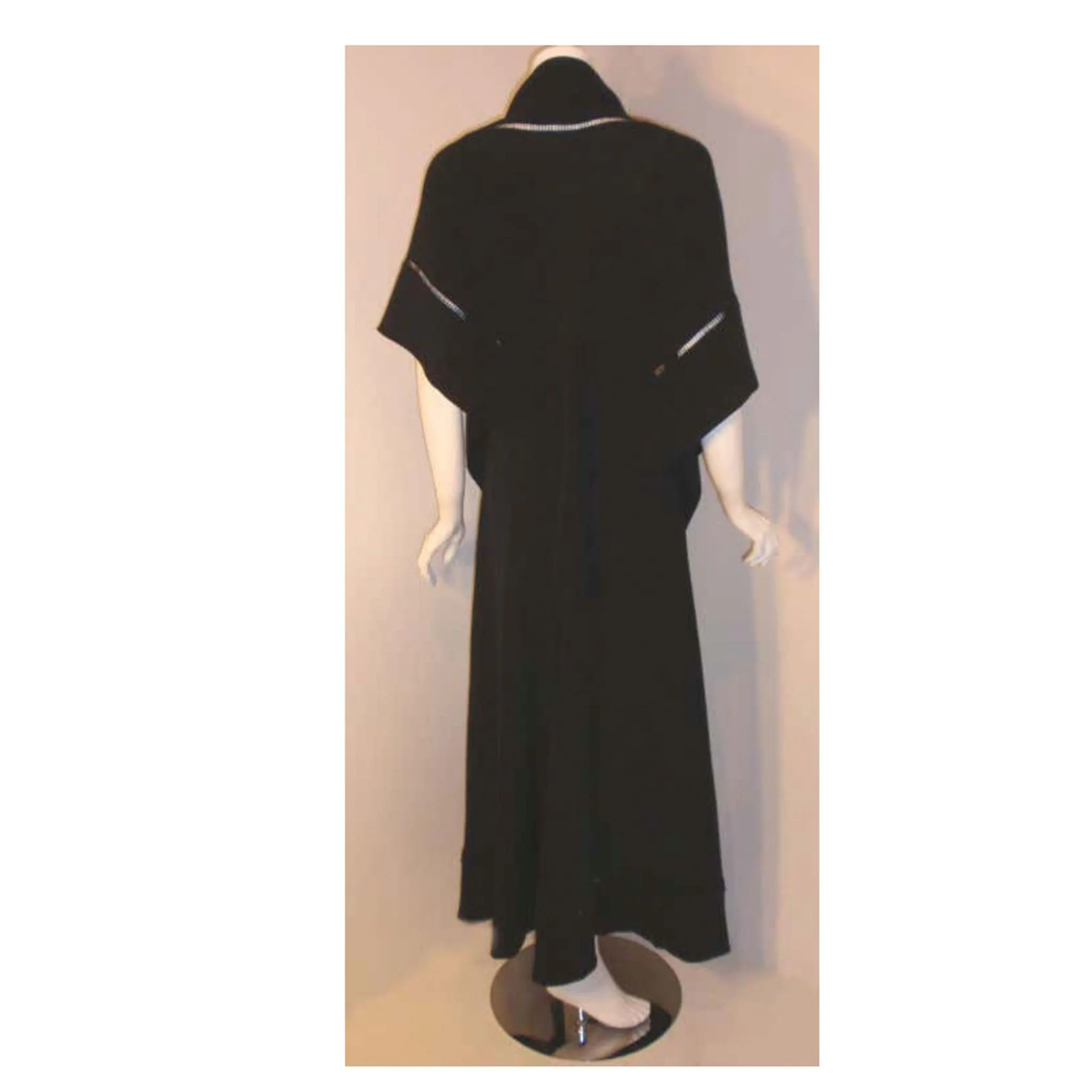 CHRISTIAN DIOR 1970s 2pc Black Gown w/ Shawl