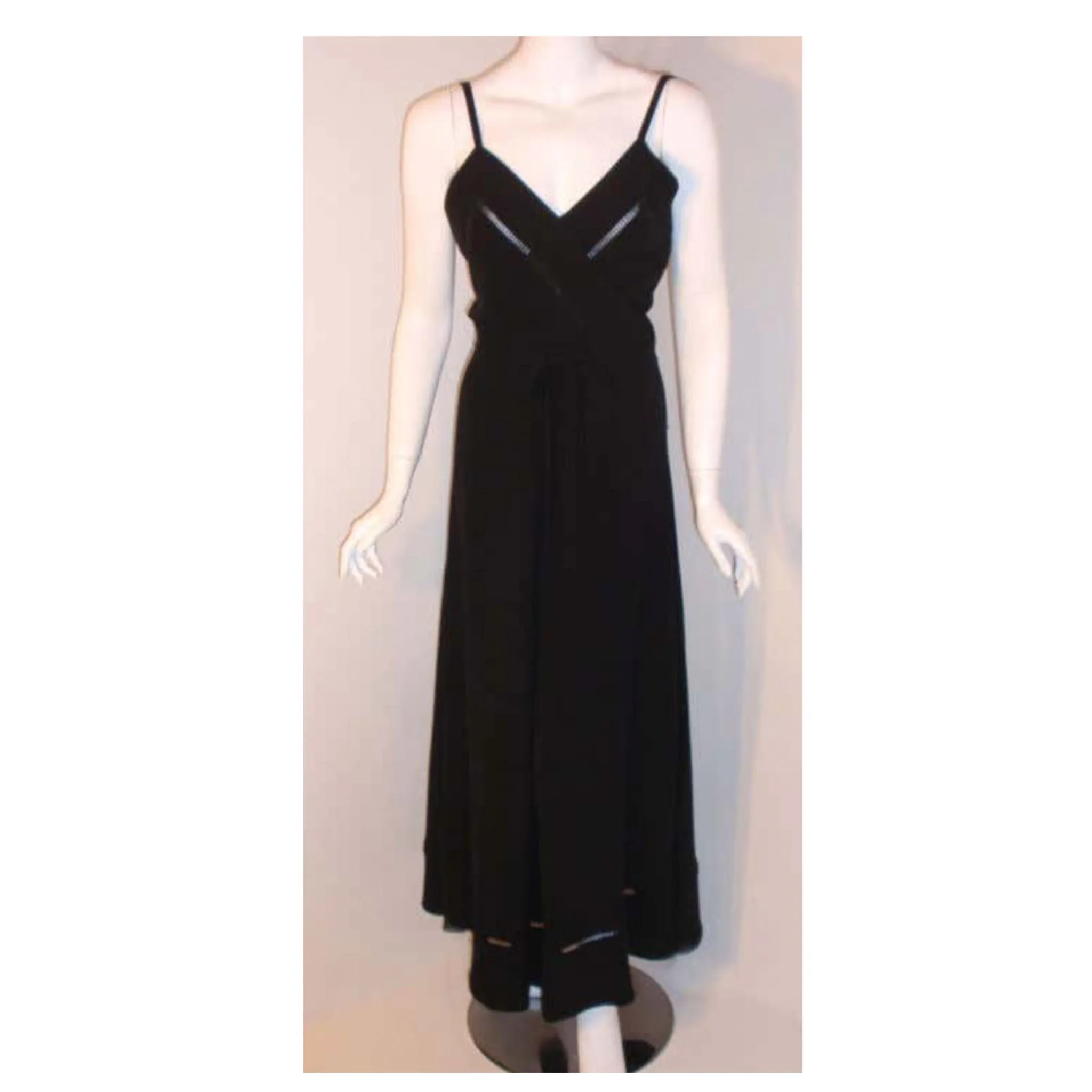 CHRISTIAN DIOR 1970s 2pc Black Gown w/ Shawl