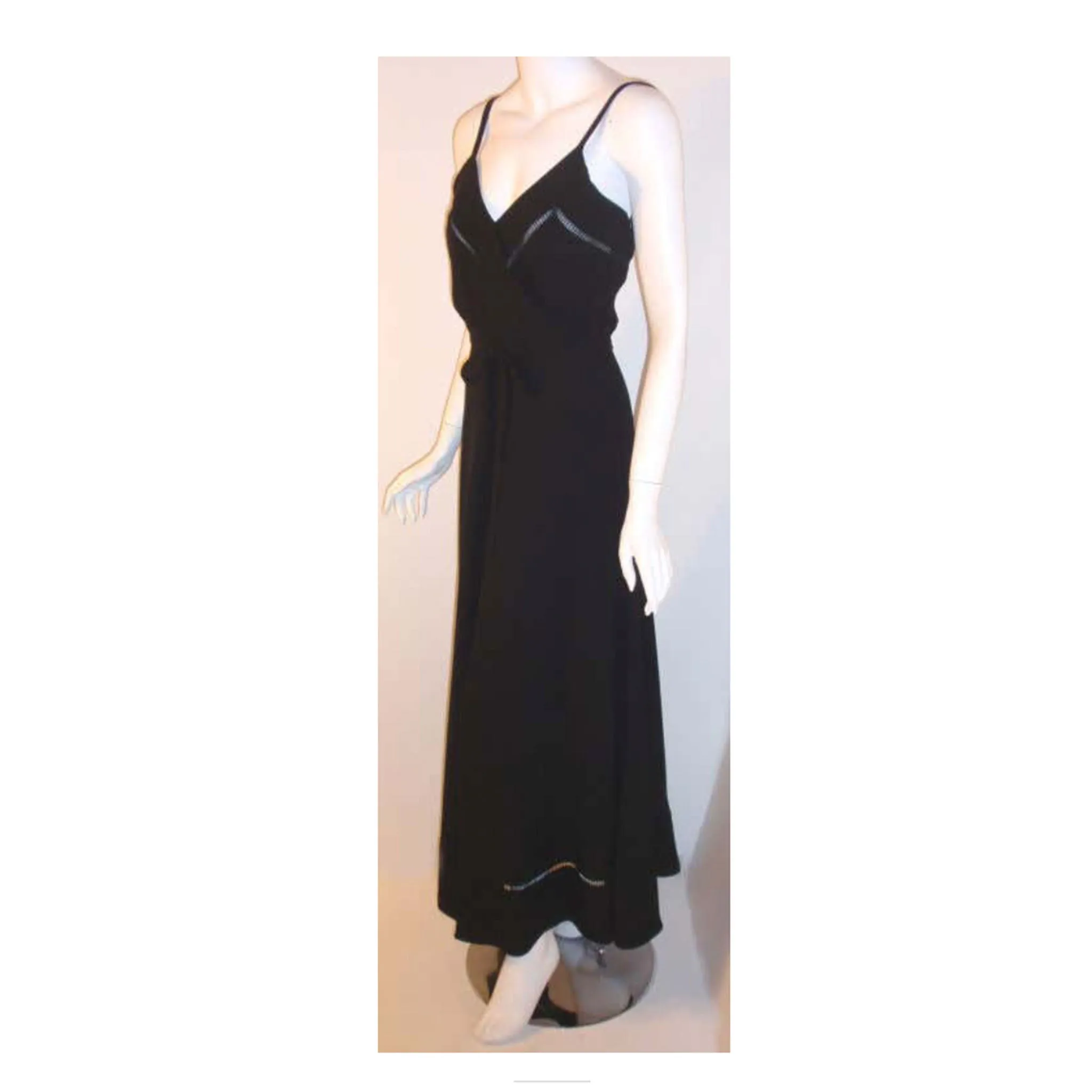 CHRISTIAN DIOR 1970s 2pc Black Gown w/ Shawl