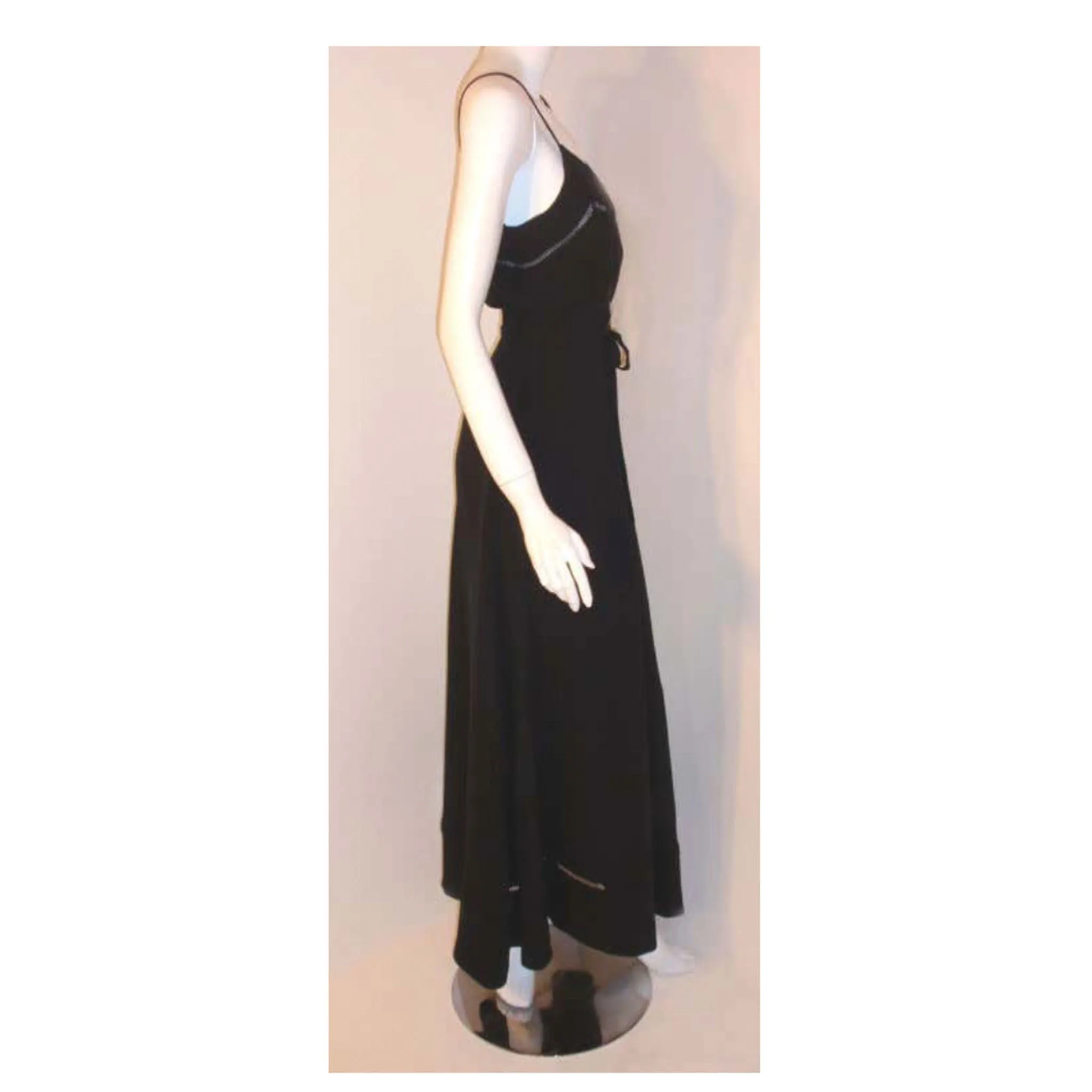 CHRISTIAN DIOR 1970s 2pc Black Gown w/ Shawl