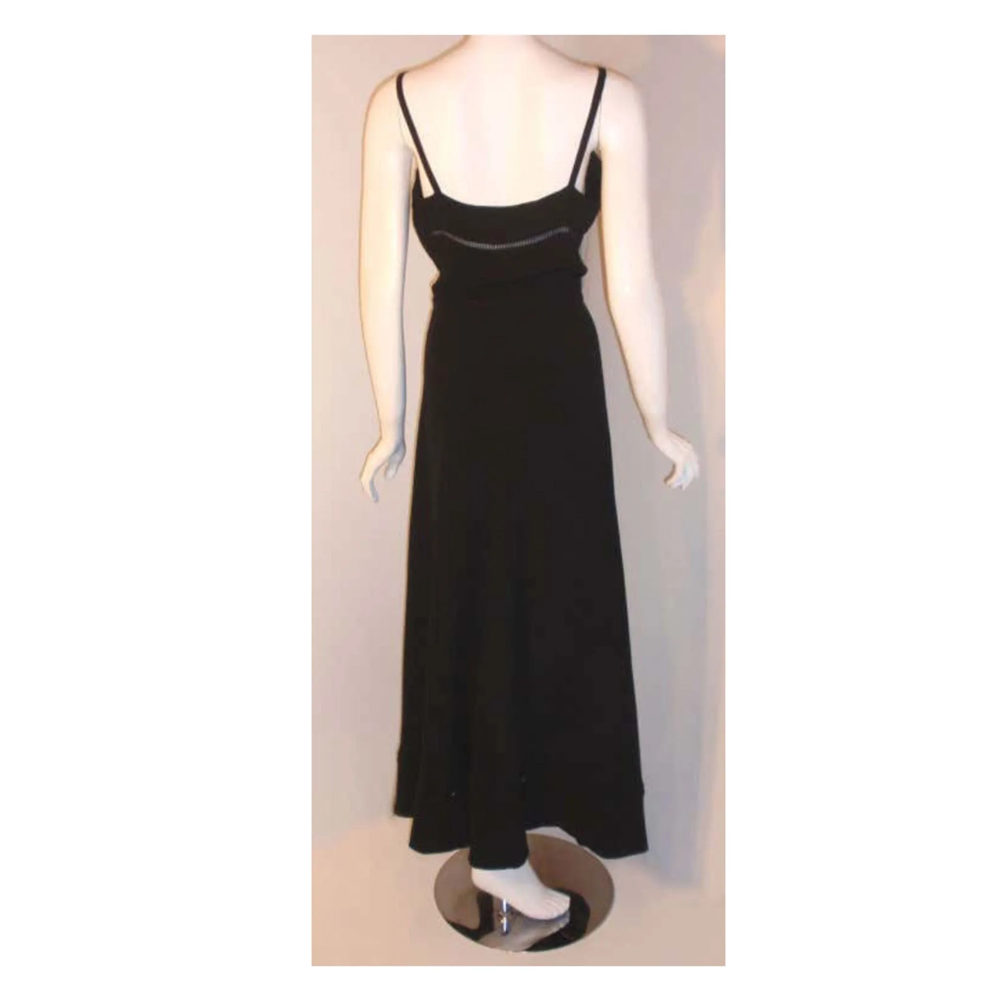 CHRISTIAN DIOR 1970s 2pc Black Gown w/ Shawl