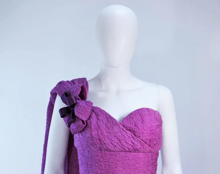 CHRISTIAN DIOR 1988 Purple Crinkle Silk Gown