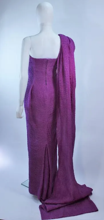 CHRISTIAN DIOR 1988 Purple Crinkle Silk Gown