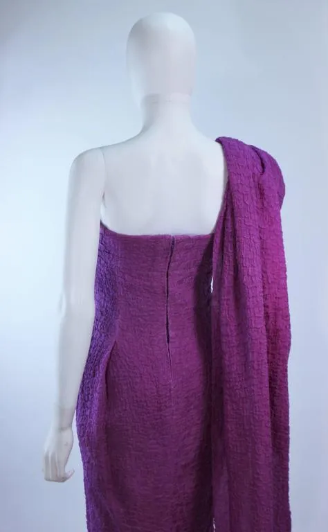 CHRISTIAN DIOR 1988 Purple Crinkle Silk Gown