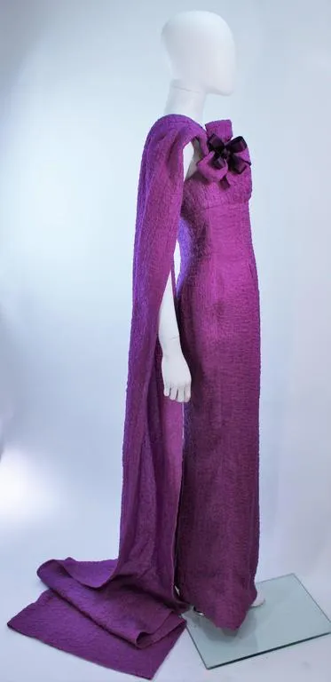 CHRISTIAN DIOR 1988 Purple Crinkle Silk Gown