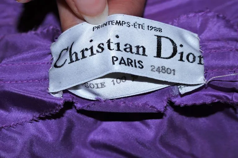 CHRISTIAN DIOR 1988 Purple Crinkle Silk Gown