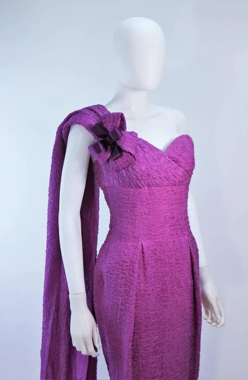 CHRISTIAN DIOR 1988 Purple Crinkle Silk Gown