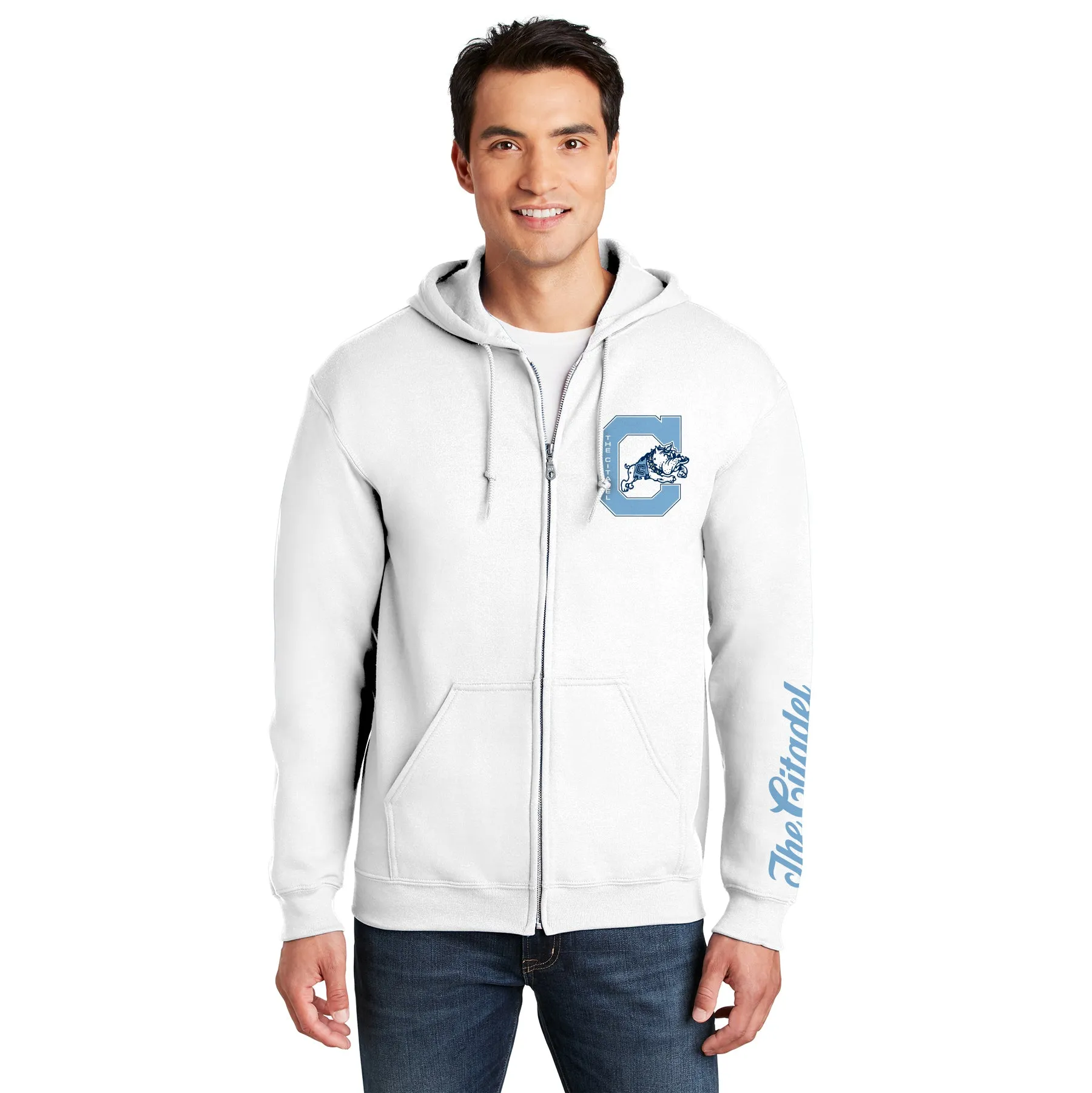 Citadel Jumping Bulldog Zip Hoodie - White