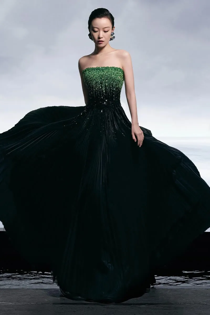 Classy Sensation Strapless Beaded Evening Gown