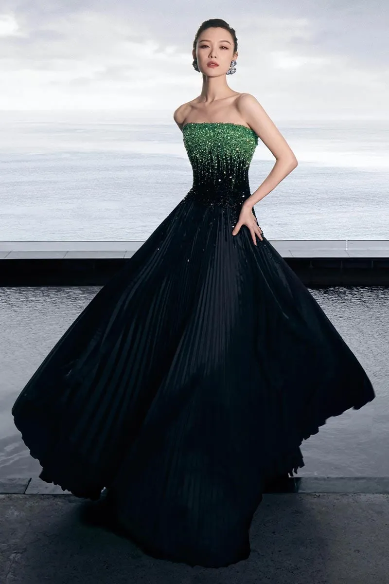 Classy Sensation Strapless Beaded Evening Gown