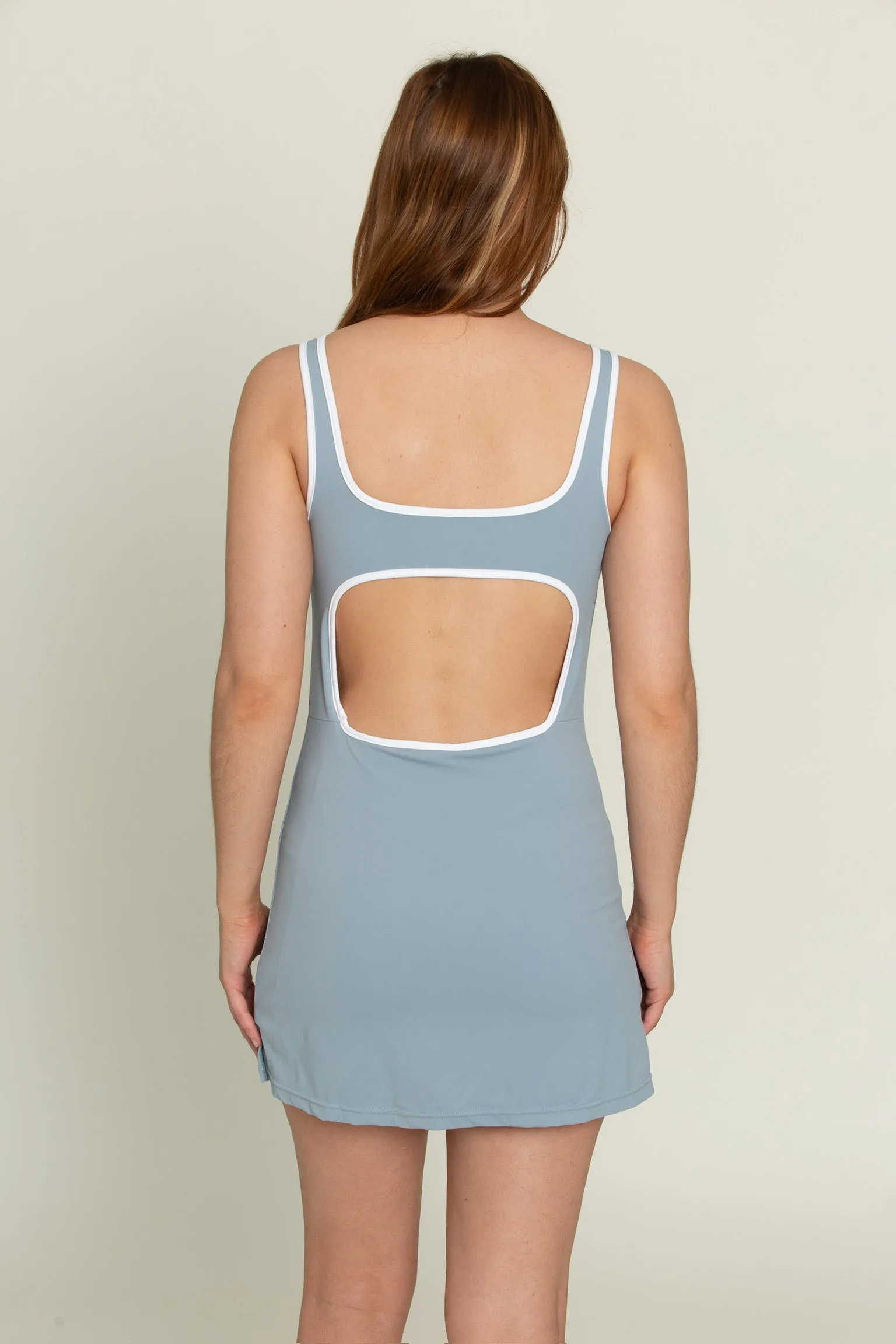 Cloud Blue Open Back Active Dress