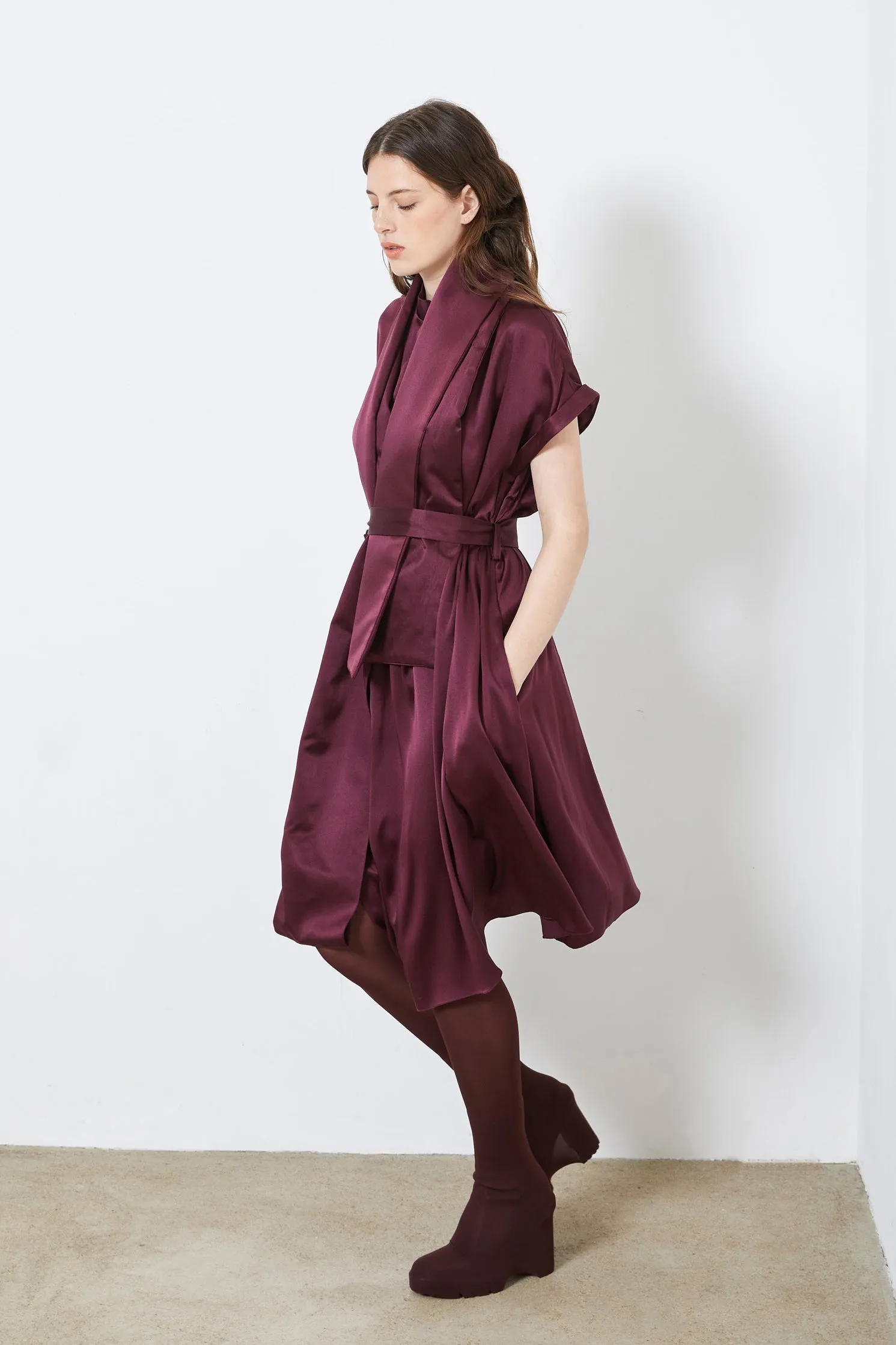 CLYDE plum - silk scarf dress