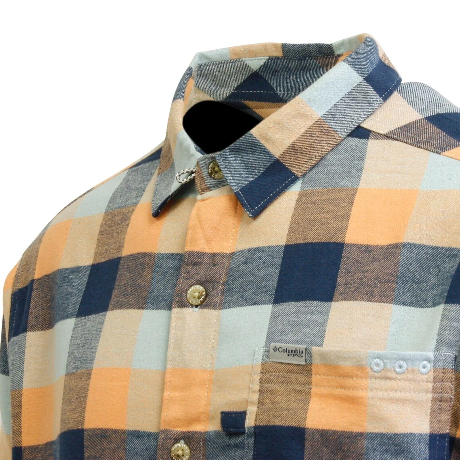 Columbia Men's Bright Nectar Multi Check PFG Slack Tide L/S Flannel Shirt (874)