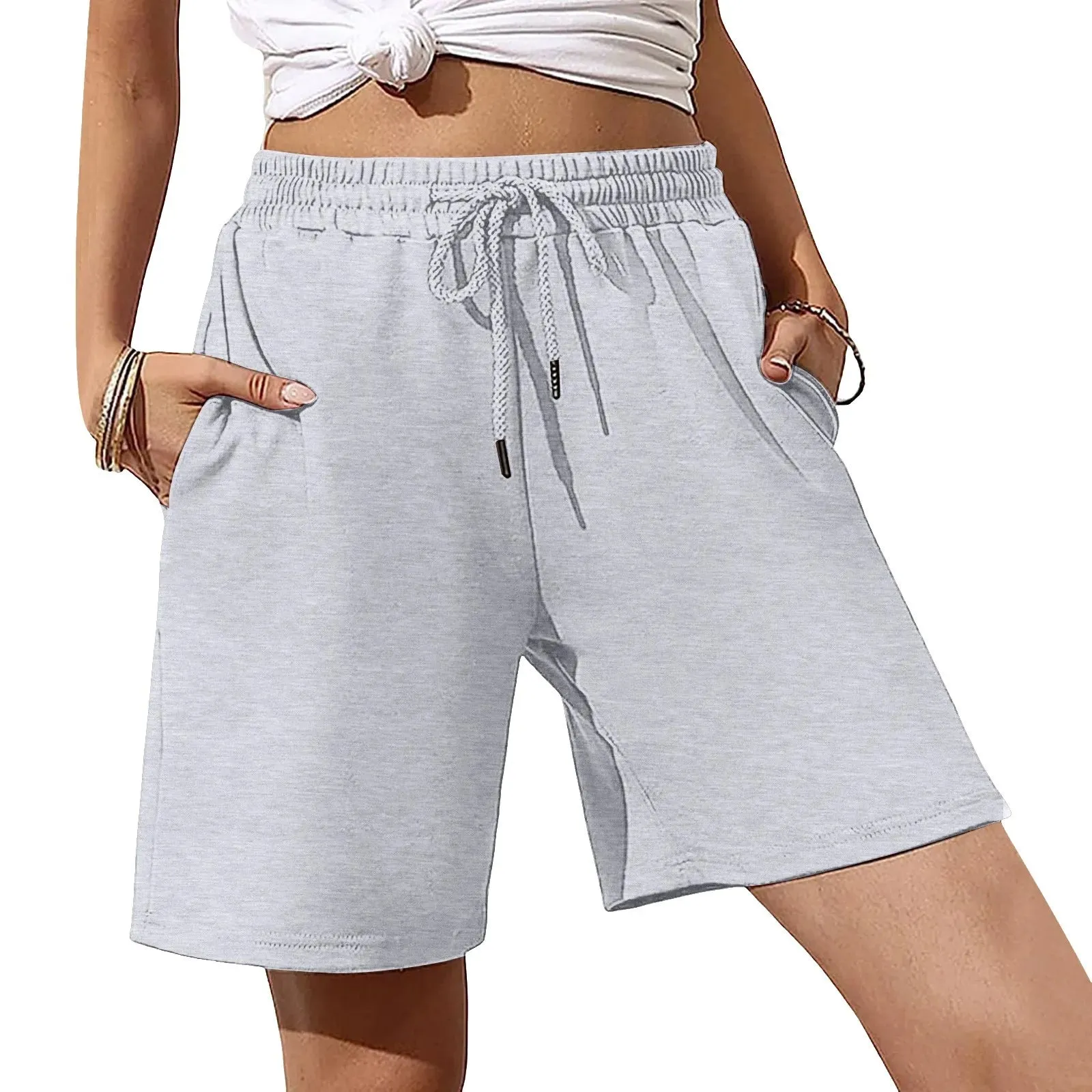 Comfortable Shorts For Women 2024 Summer New European American Loose High Waist Wide Leg Shorts