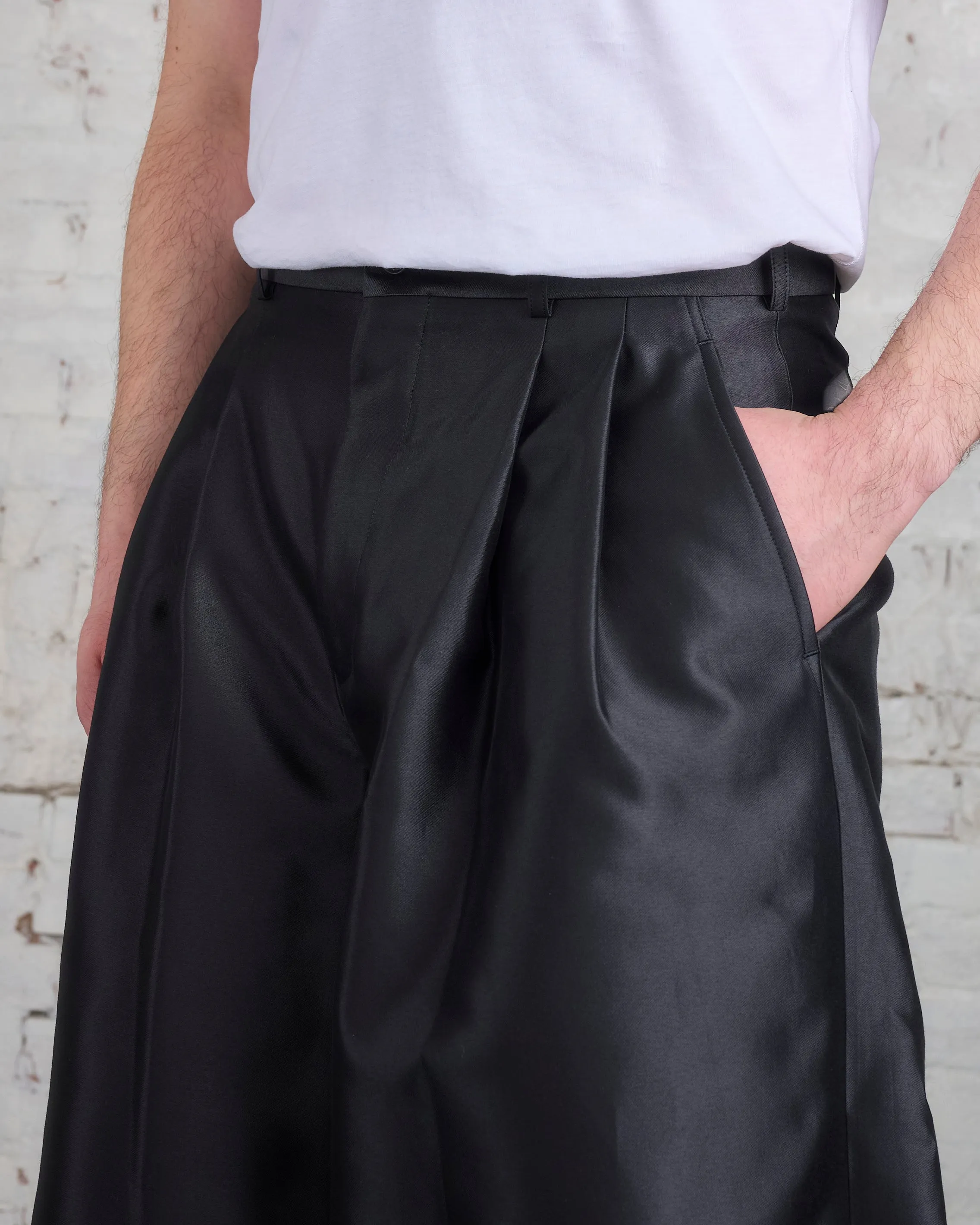 COMME des GARÇONS HOMME Plus Silk Blend Shantung Short Black