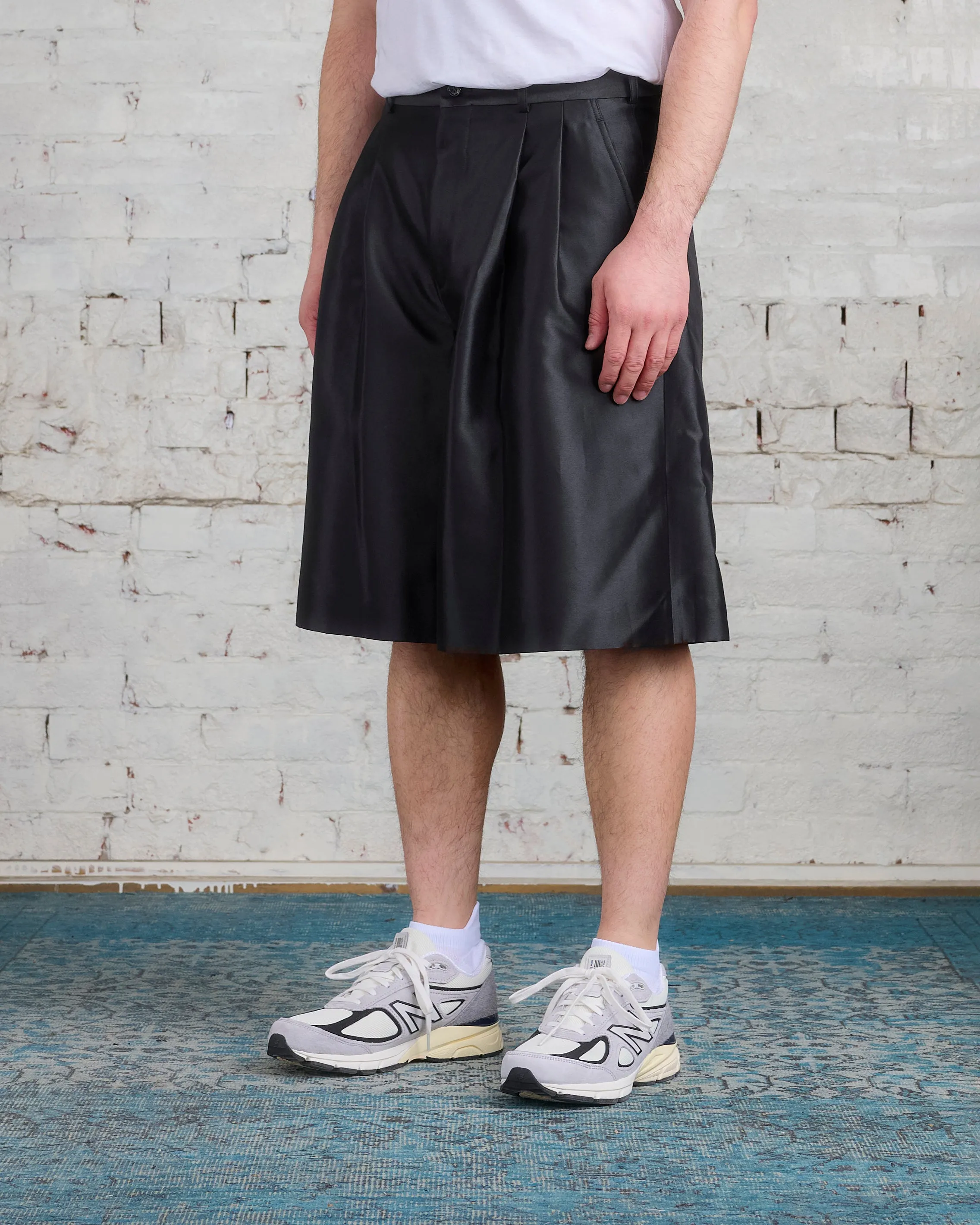 COMME des GARÇONS HOMME Plus Silk Blend Shantung Short Black