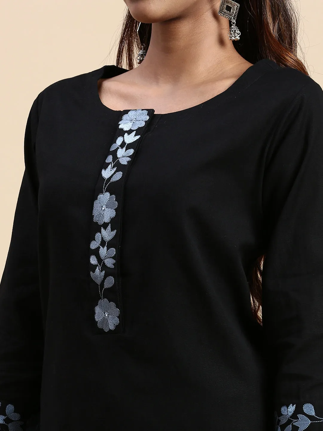 Couple Combo Half Sleeves Shirt & Kurti Set Black EKS01