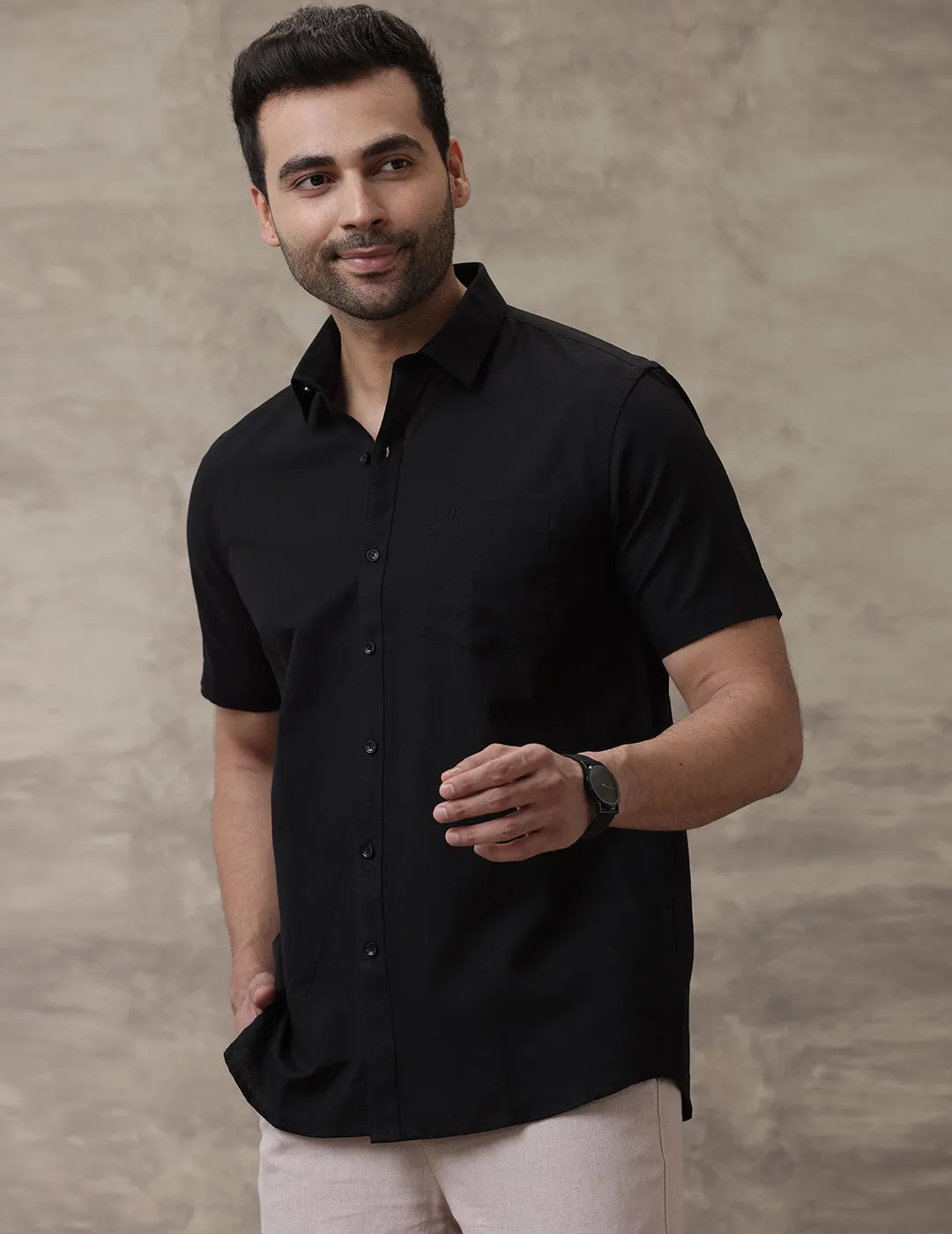 Couple Combo Half Sleeves Shirt & Kurti Set Black EKS01