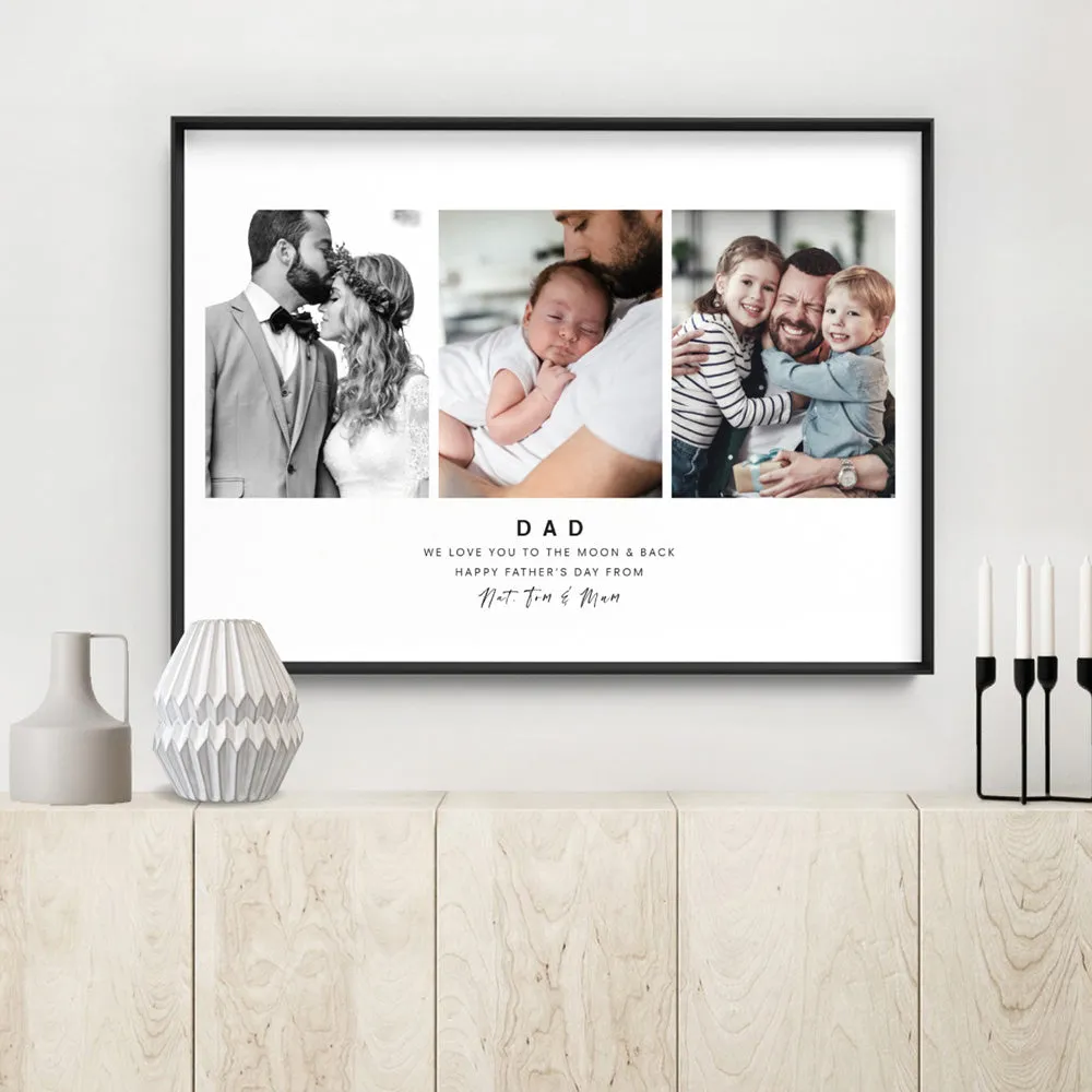 Custom Dad Trio Collage in Landscape - Art Print