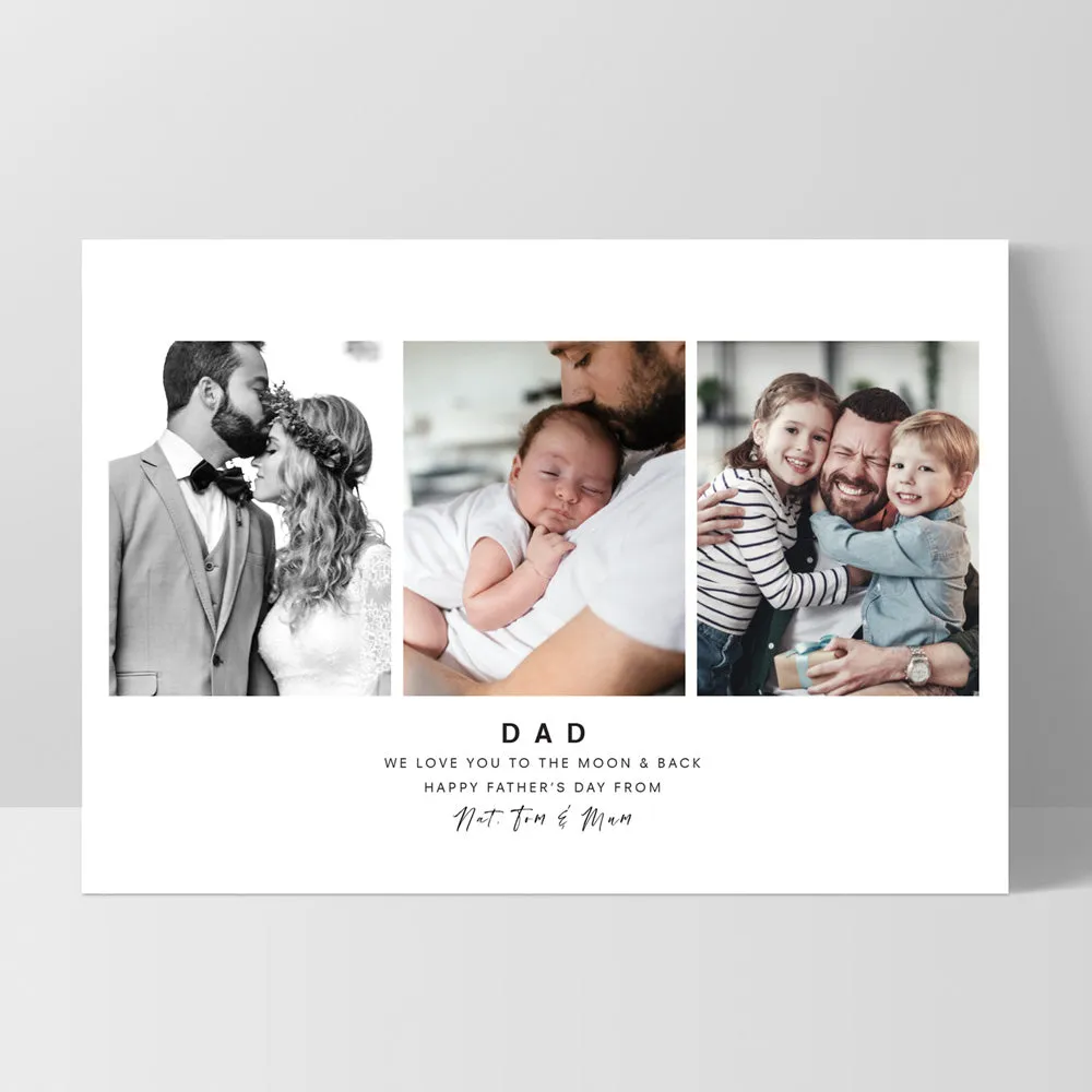 Custom Dad Trio Collage in Landscape - Art Print