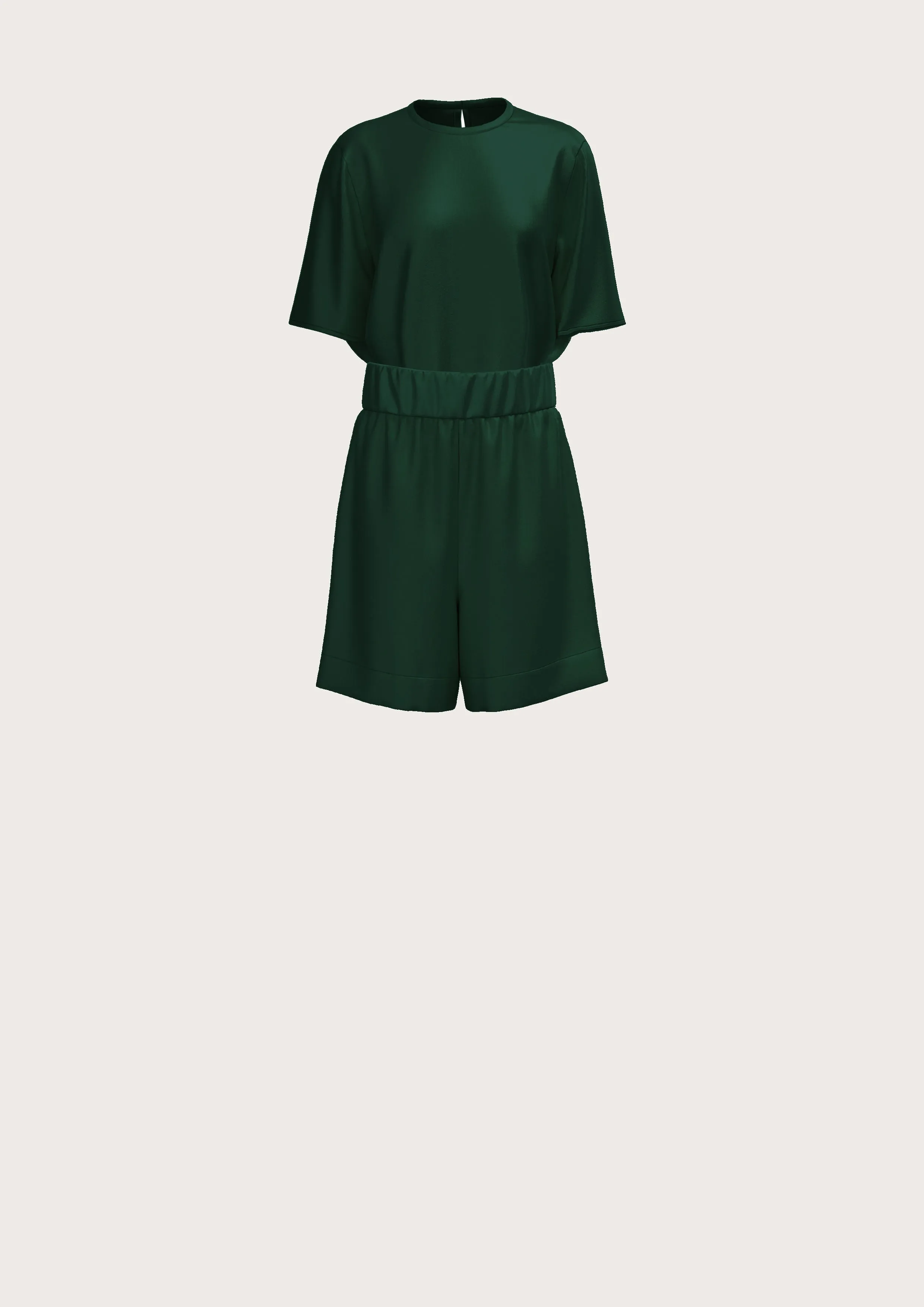 DARK GREEN SATIN SILK T-SHIRT