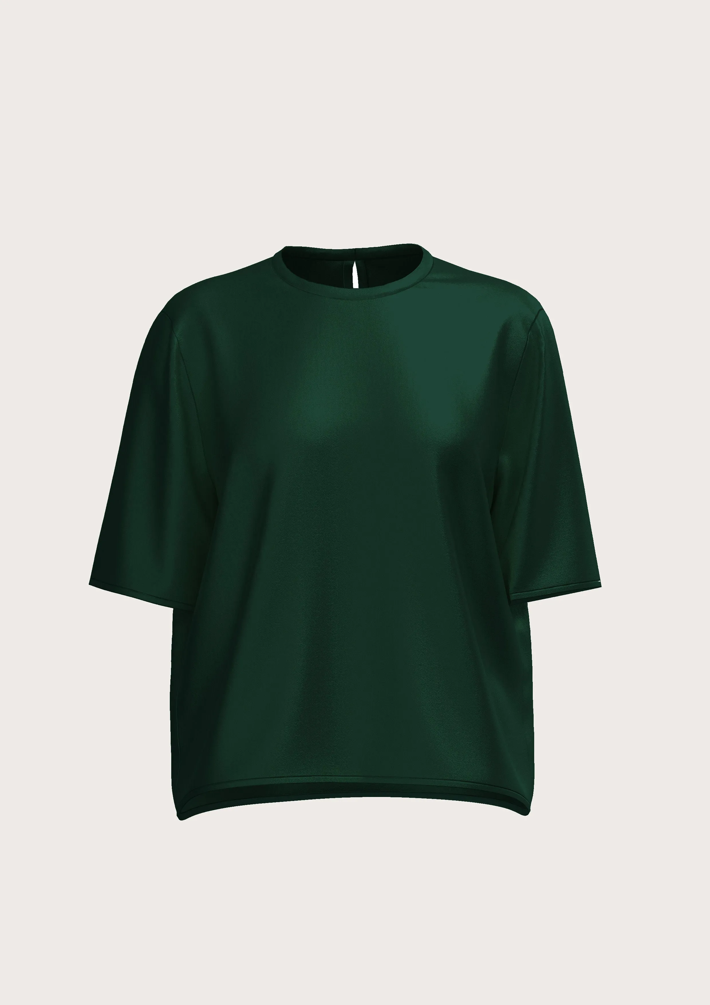 DARK GREEN SATIN SILK T-SHIRT