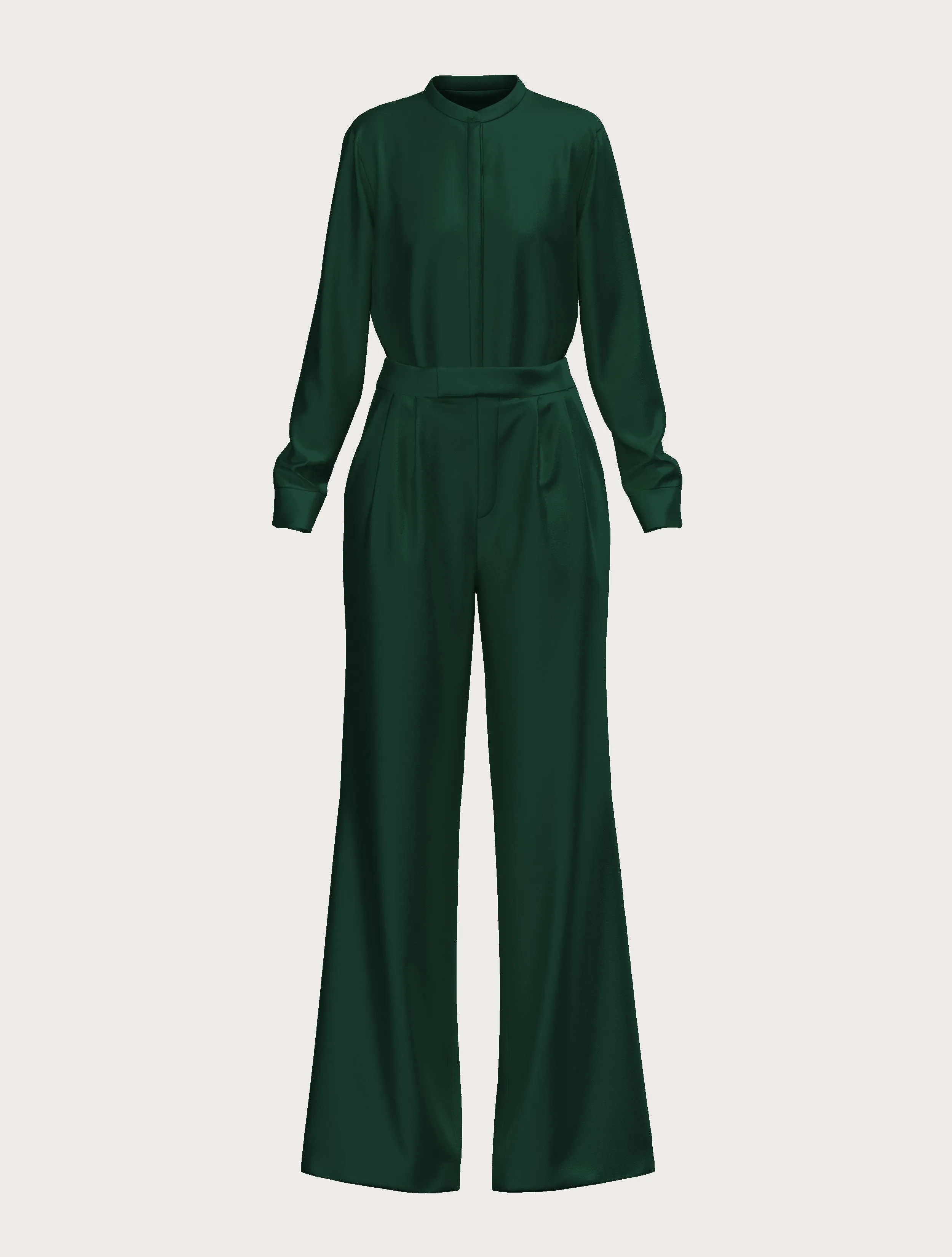 DARK GREEN SILK SATIN BLOUSE