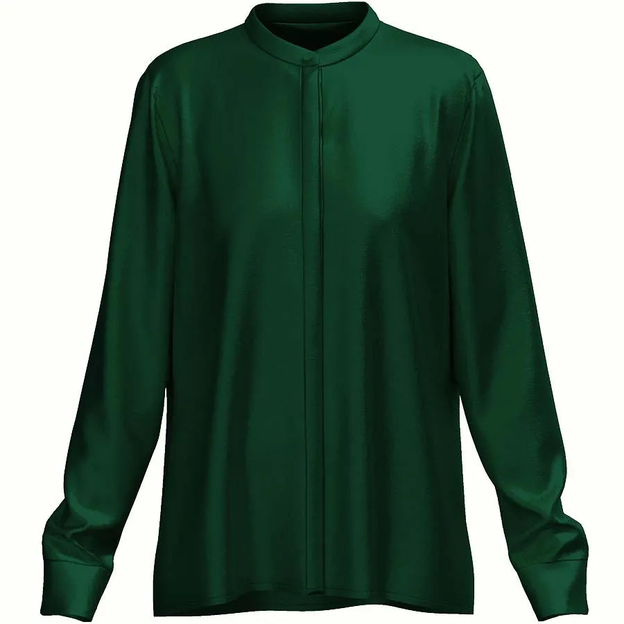 DARK GREEN SILK SATIN BLOUSE