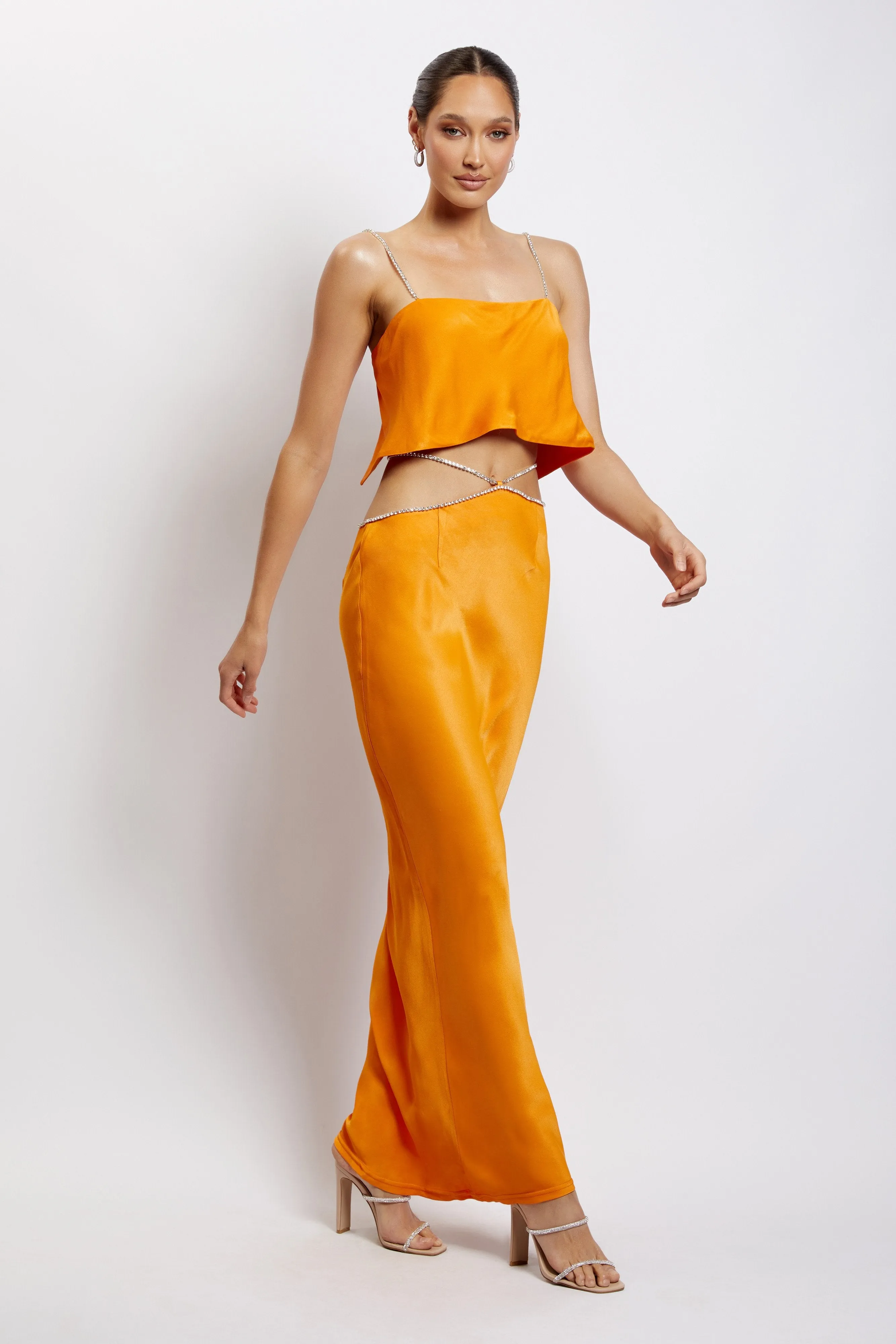 Dayana Straight Cut Crop Top - Mandarin