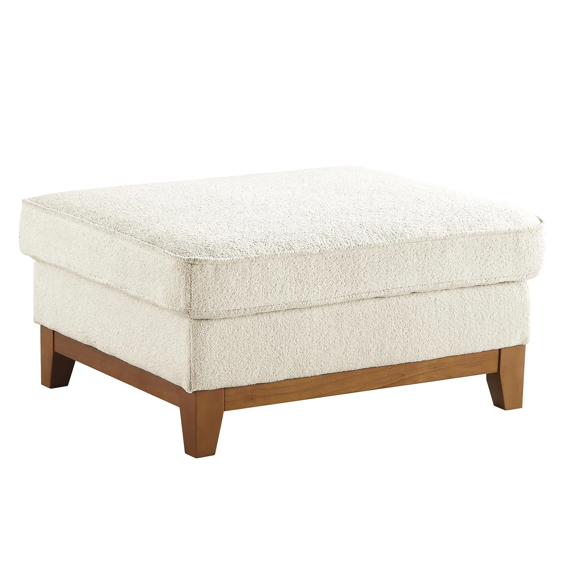 Dipley Beige Boucle Fabric Storage Footstool