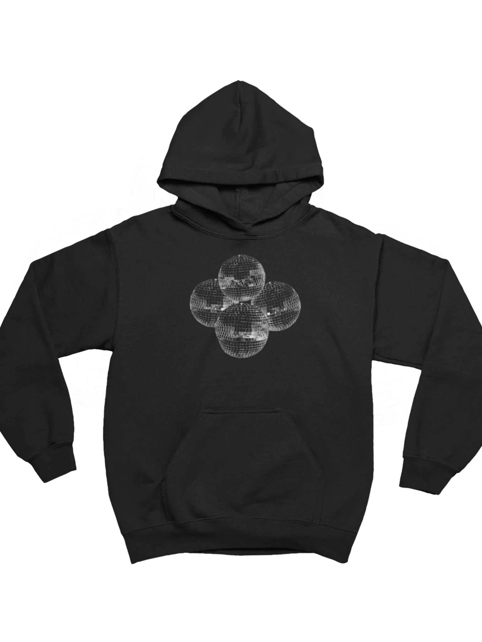 DISCO KUGLE (hvid) HOODIE - SORT