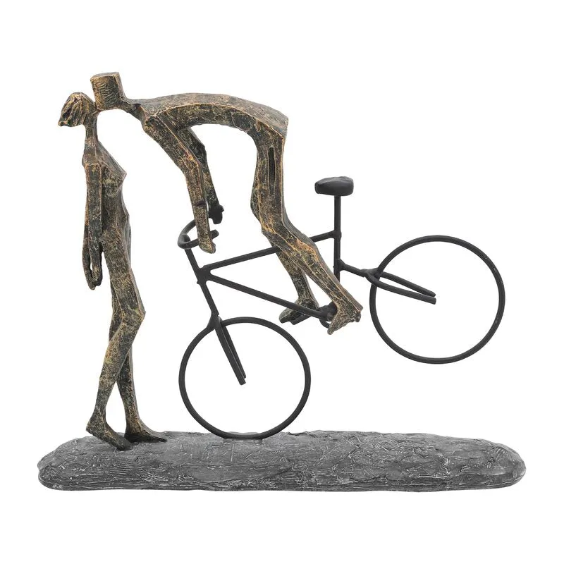 Dorulom Man on Bicycle Kissing Woman Polyresine Figurine