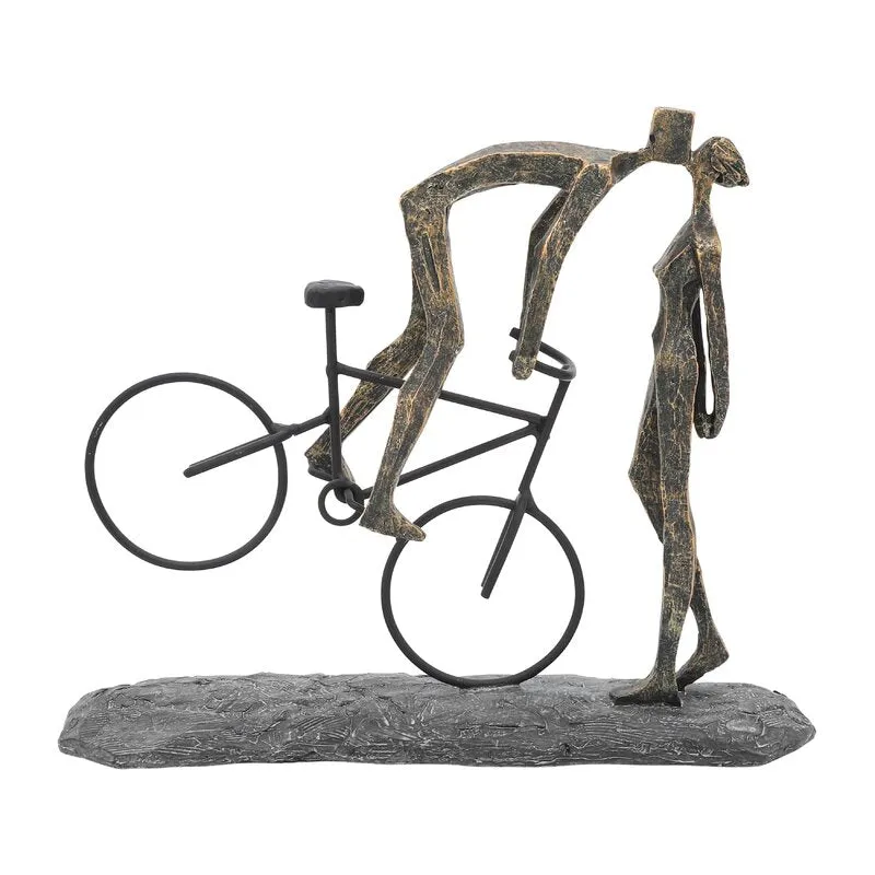 Dorulom Man on Bicycle Kissing Woman Polyresine Figurine