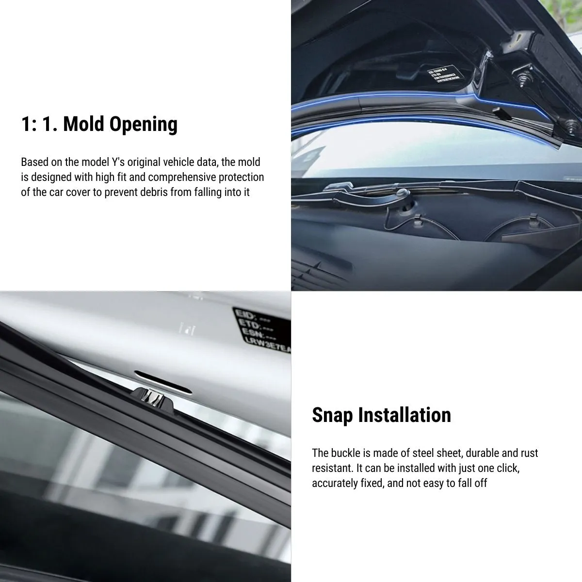 Double-Channel Waterproof Strip for Tesla Mode Y