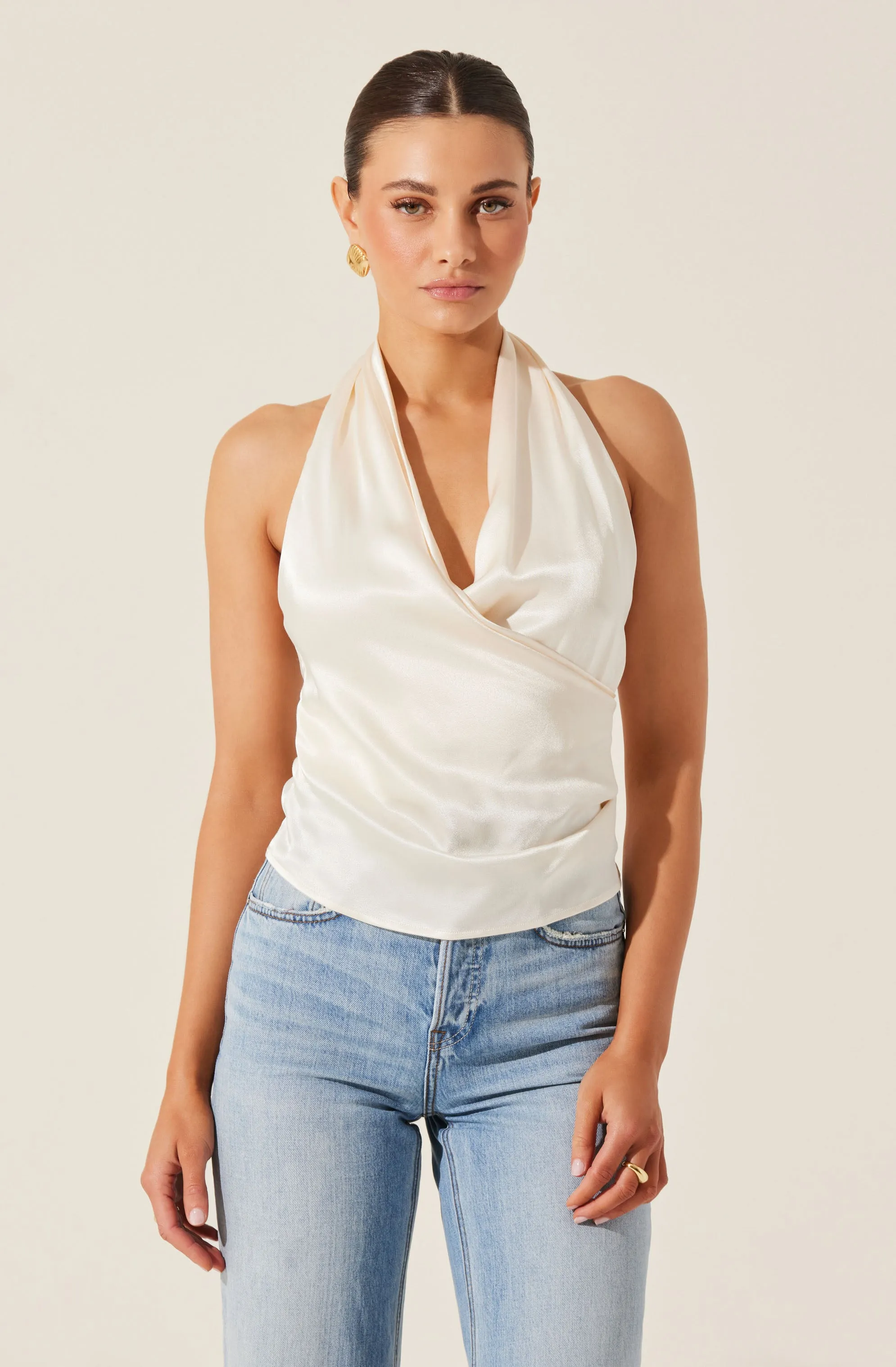 Draped Crossover Halter Top