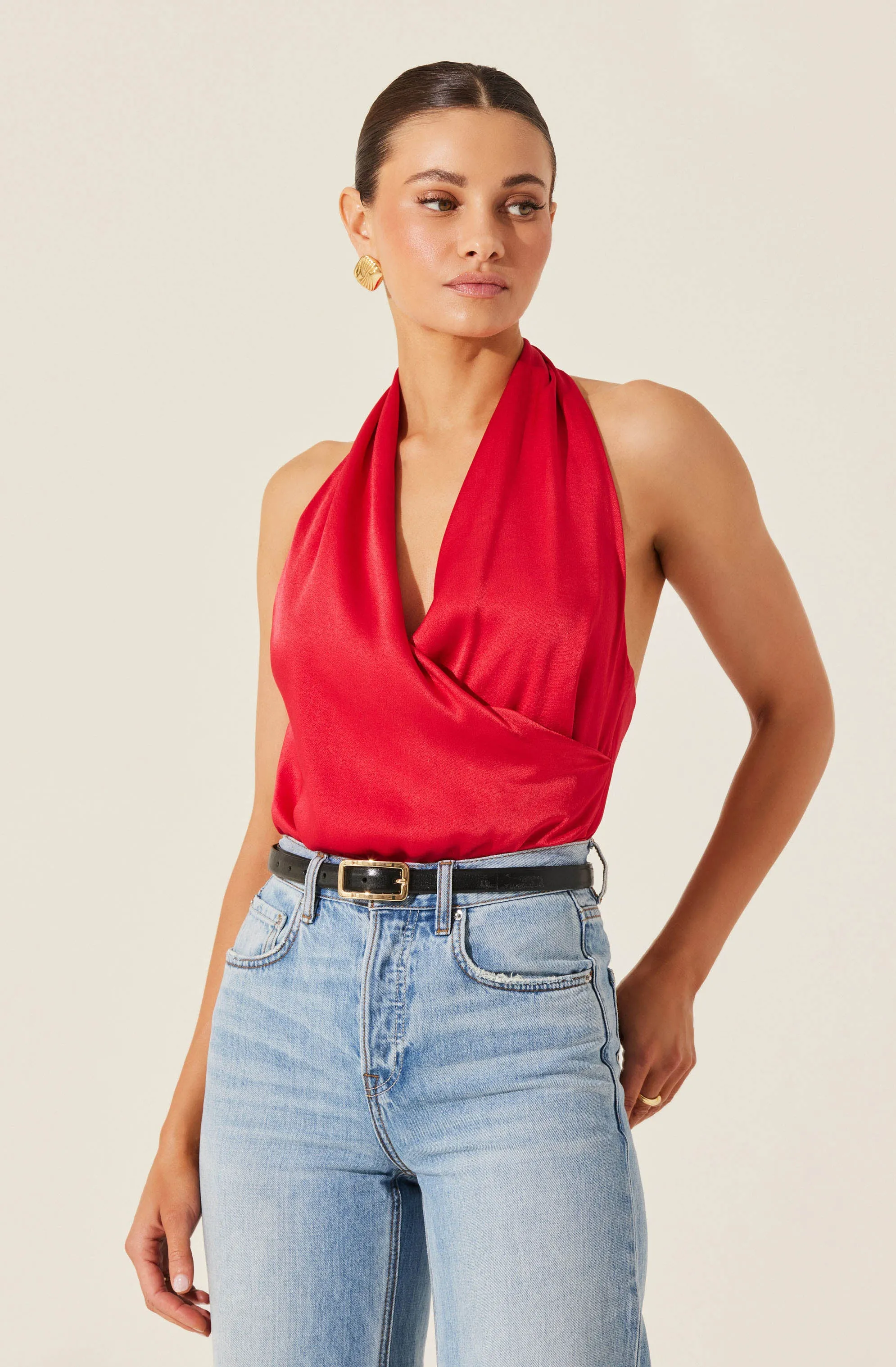 Draped Crossover Halter Top