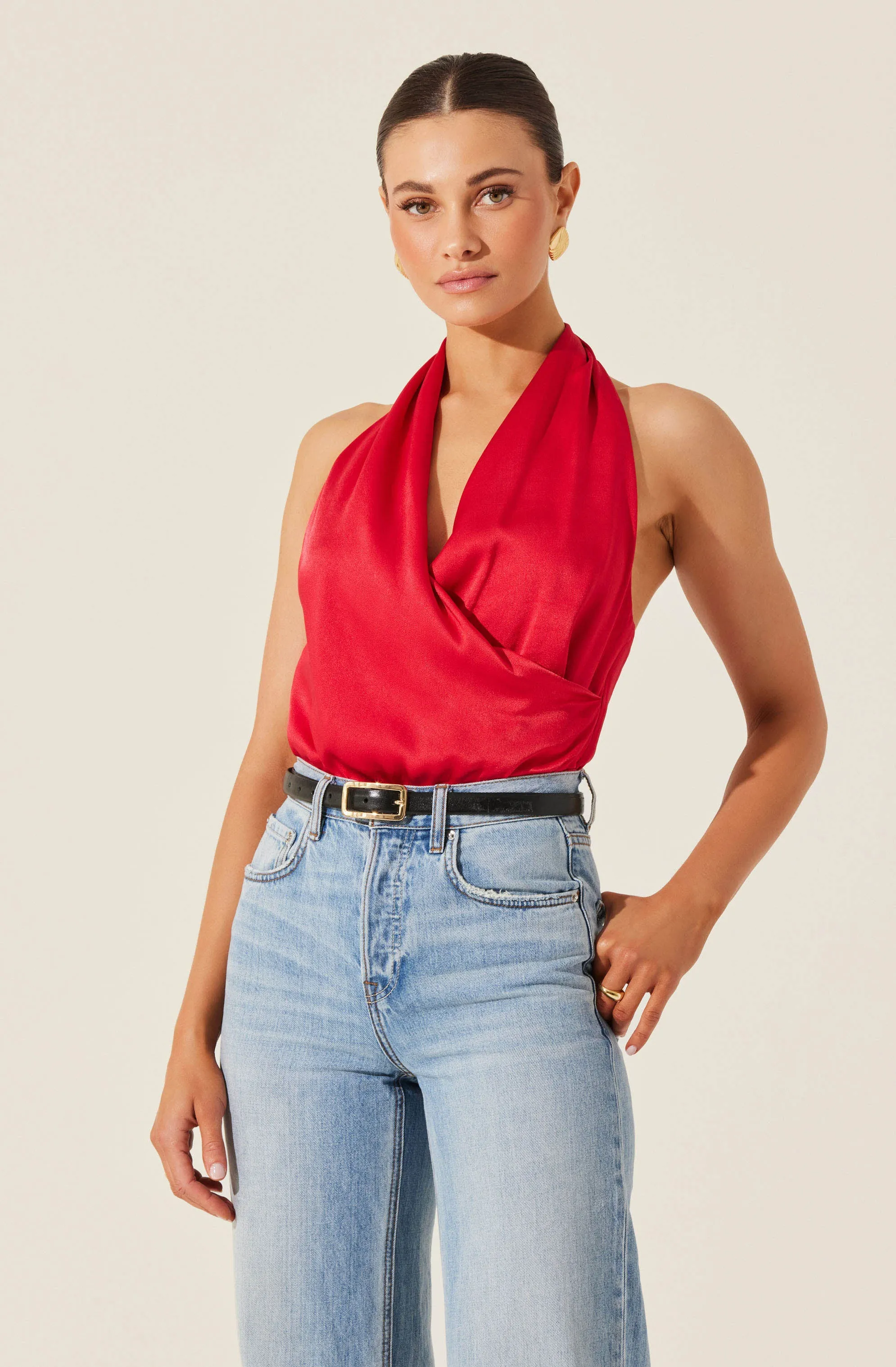 Draped Crossover Halter Top