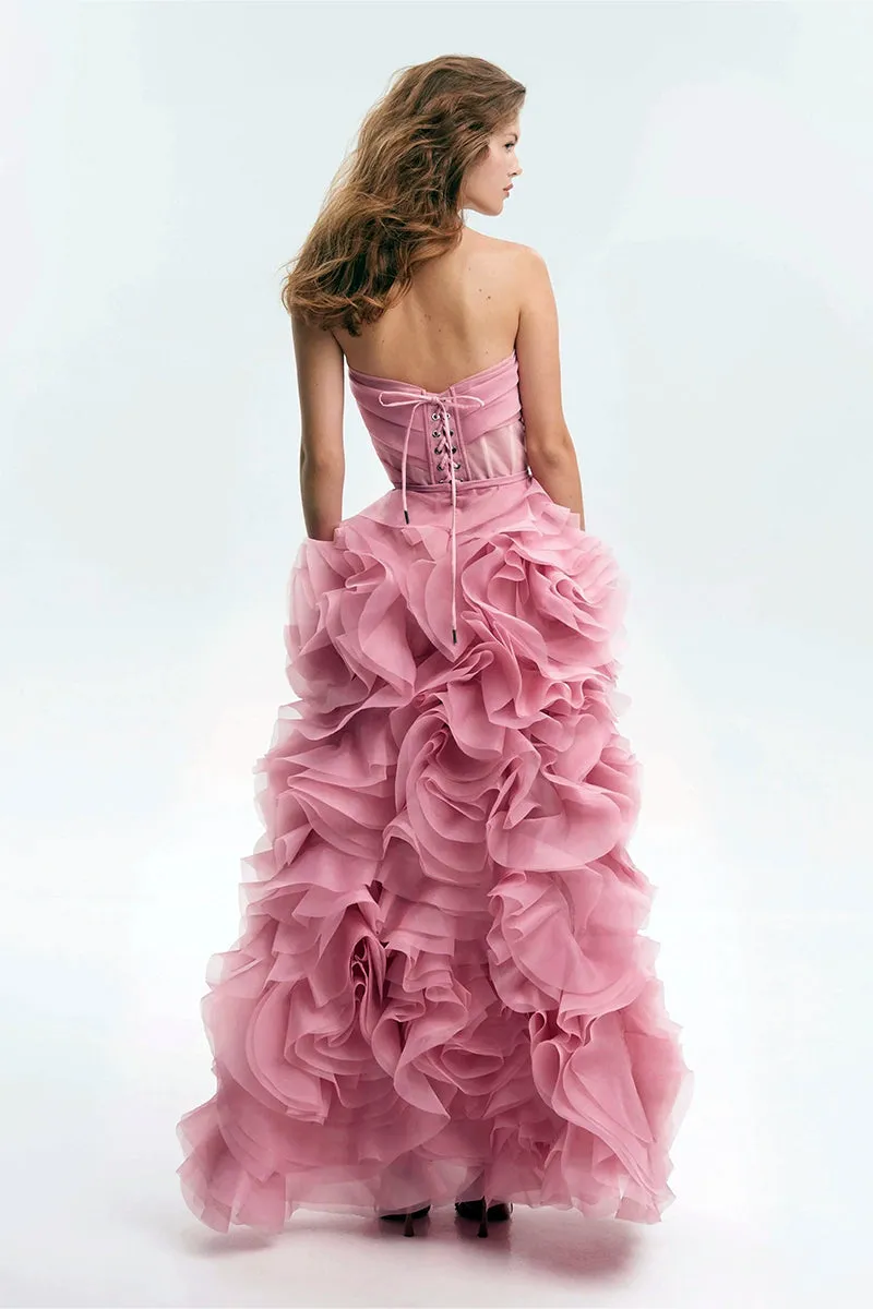 Evening Icon Tulle Strapless Maxi Dress