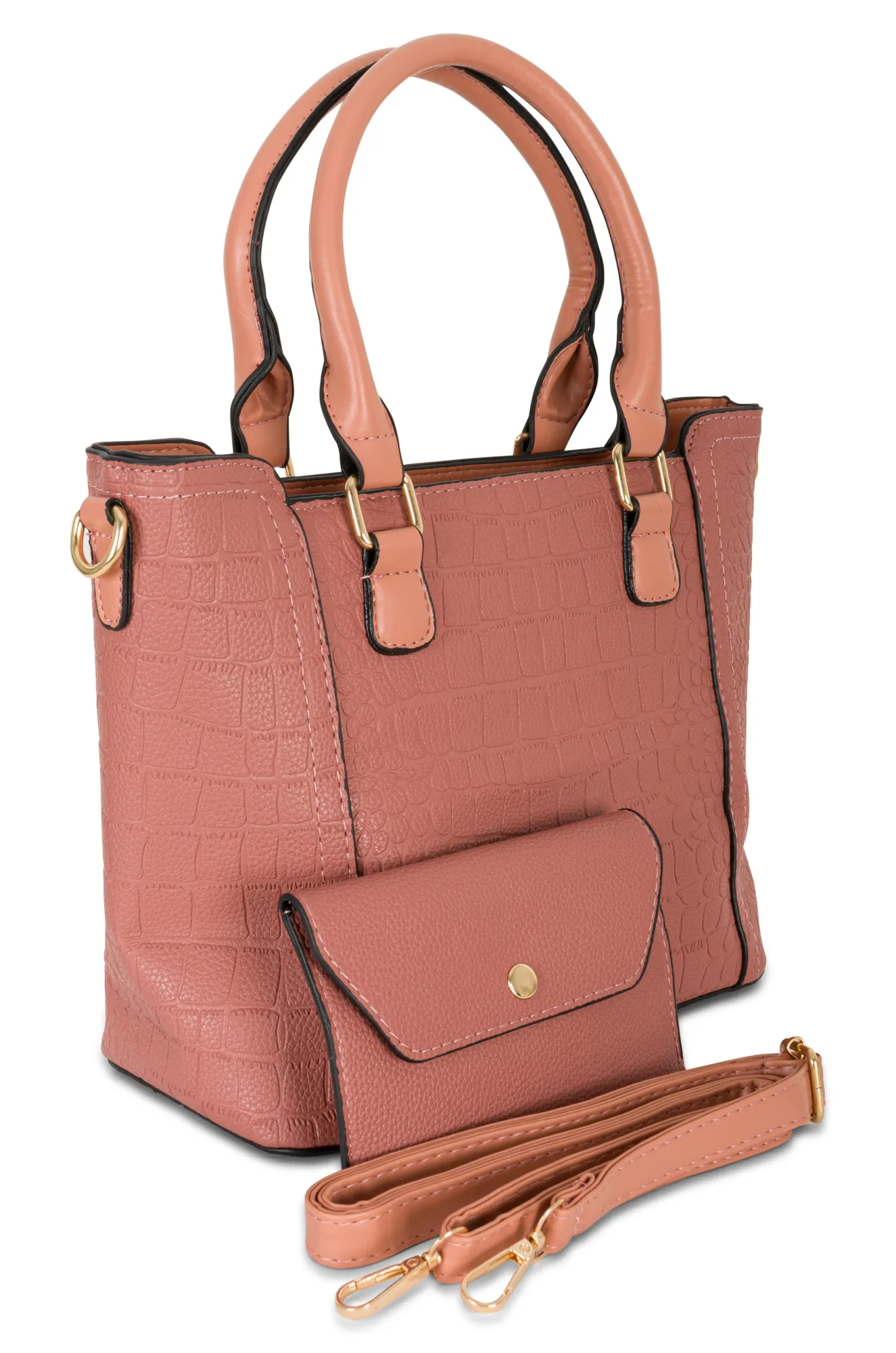 Faux Leather Bag with wallet | PINK | 0484ZZ