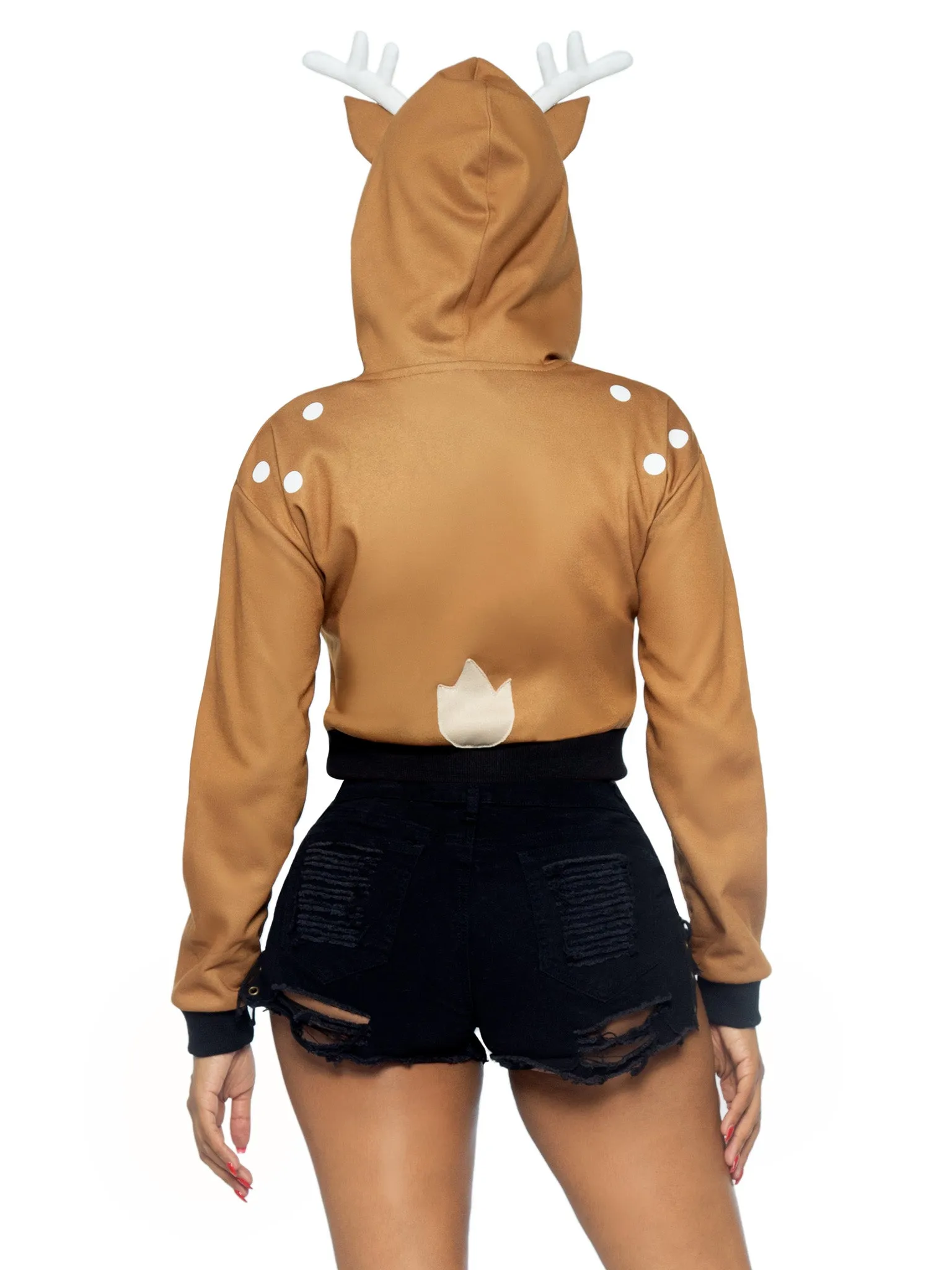 Fawn Cropped Hoodie With Antler