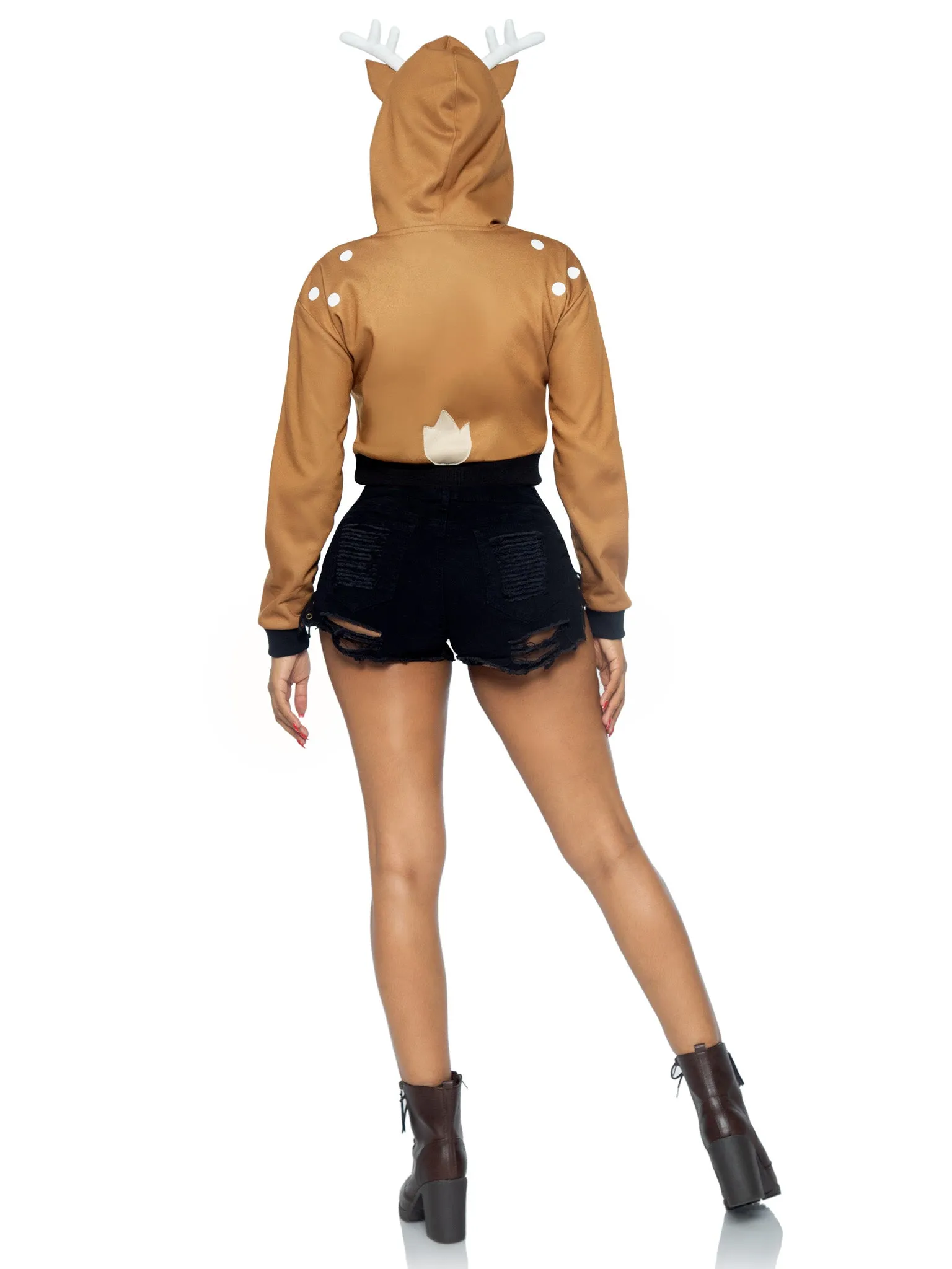 Fawn Cropped Hoodie With Antler