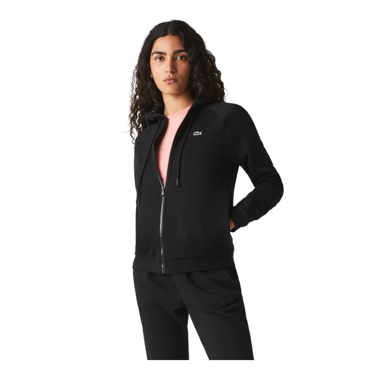 Felpa Lacoste Donna Full Zip Nero