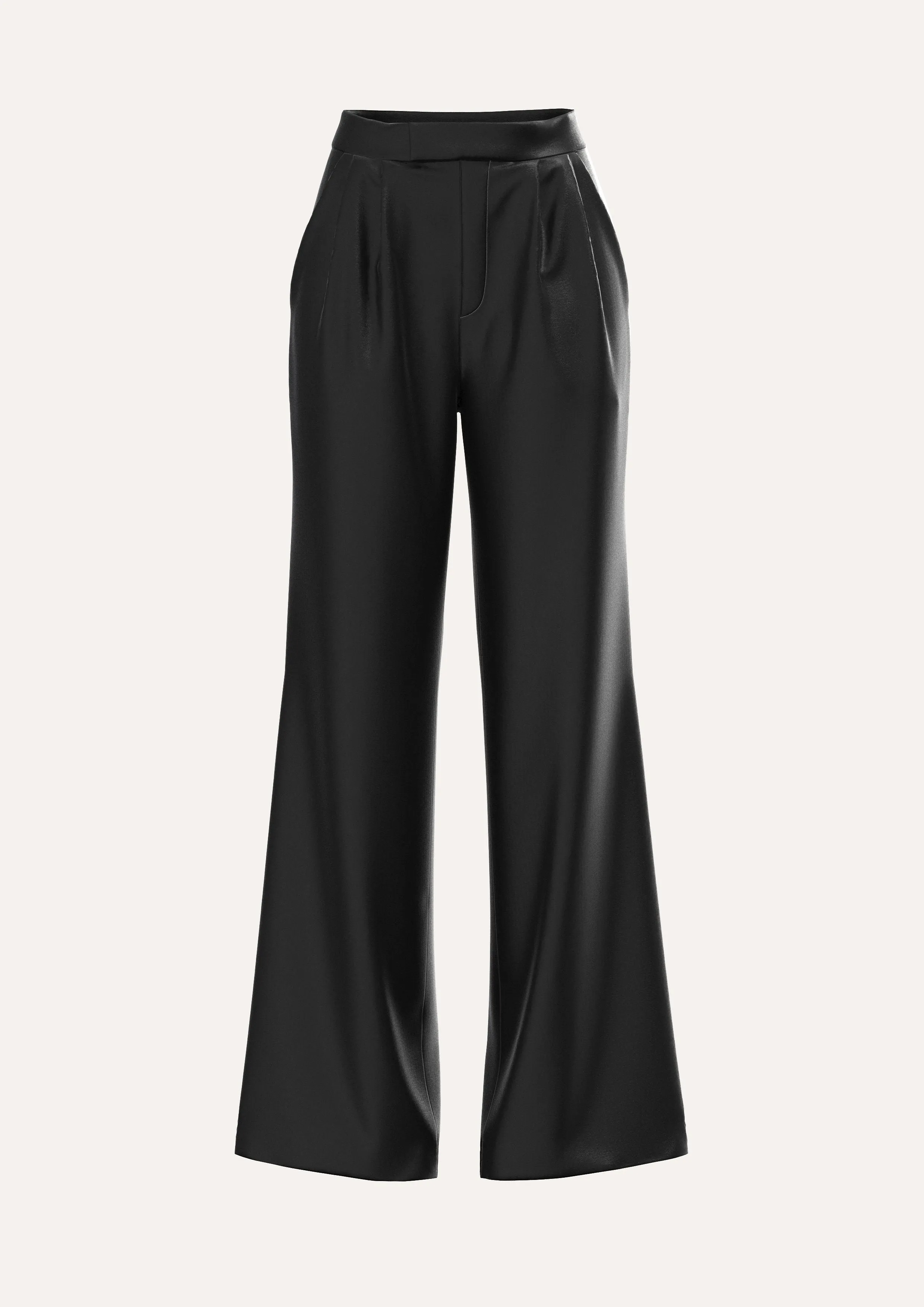 FLARED SATIN SILK TROUSER IN BLACK