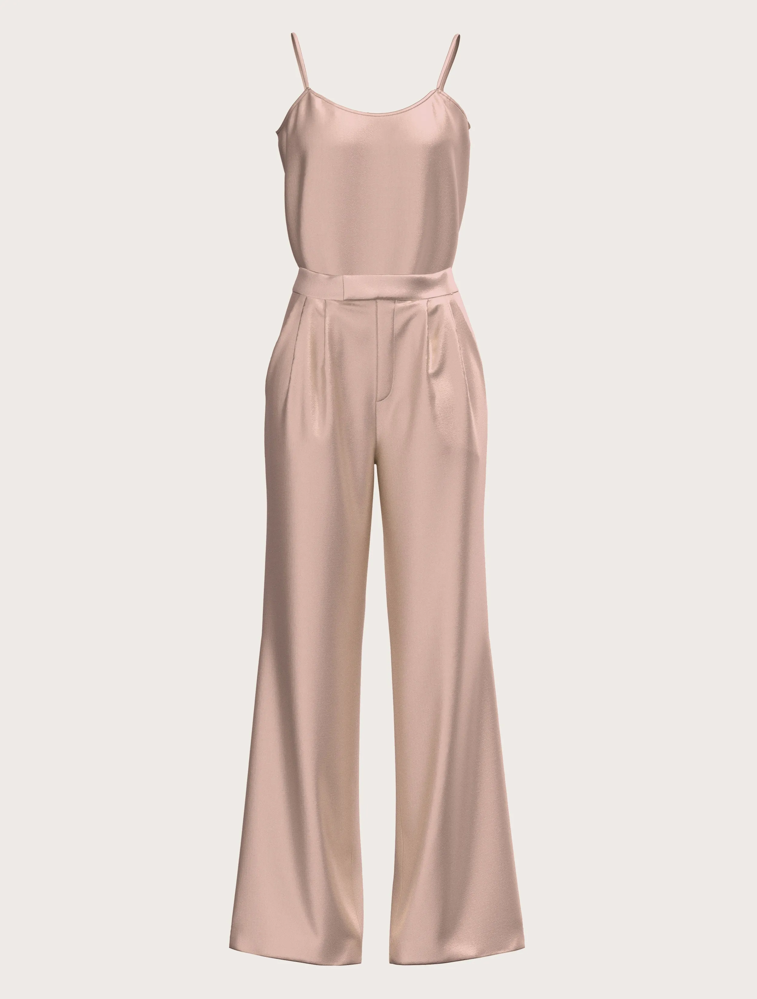 FLARED SATIN SILK TROUSER IN BLUSH